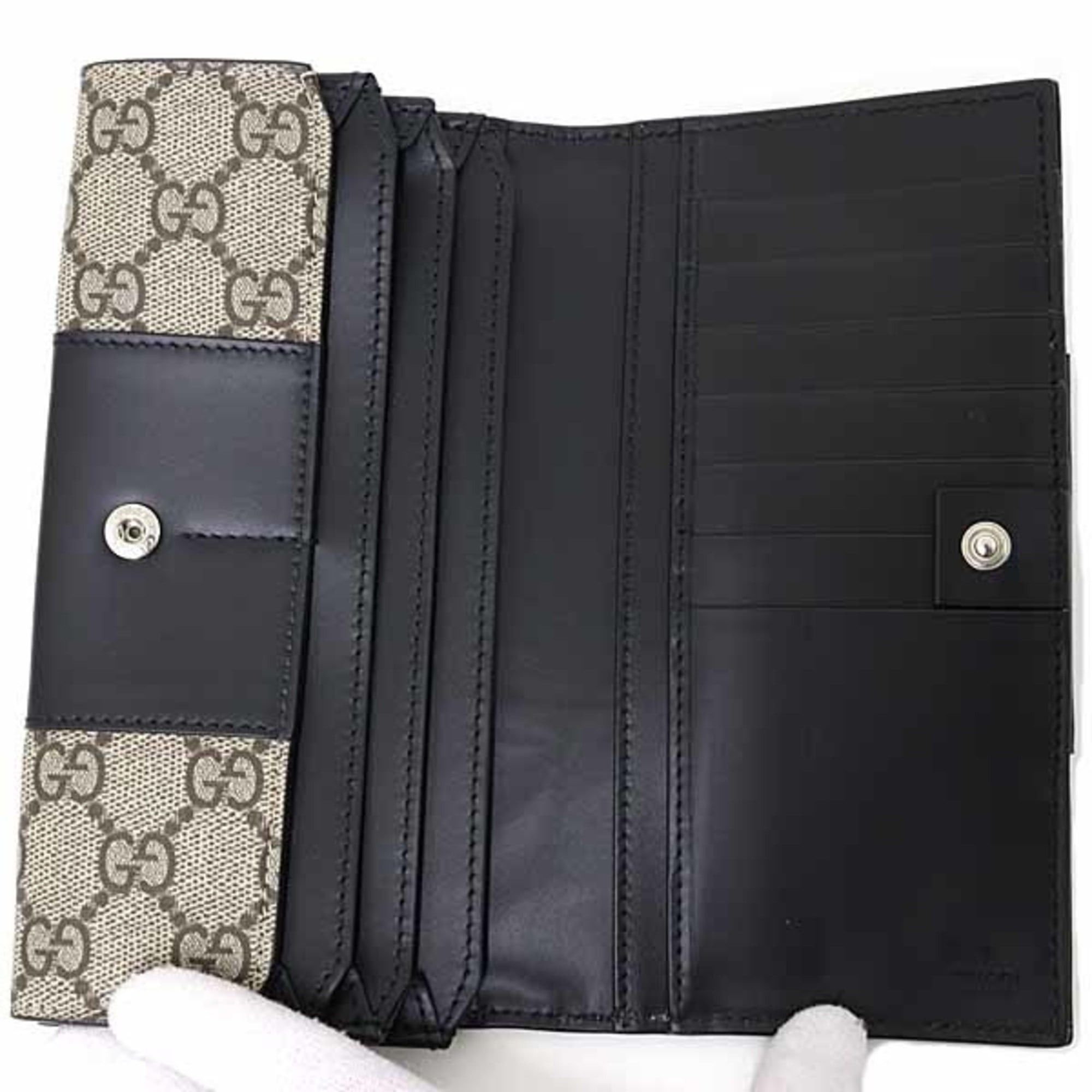 Gucci Gucci Bicolor Long Wallet, Outlet, GG Supreme, 779878, Beige/Ebony/Black Size ONE SIZE - 3 Thumbnail