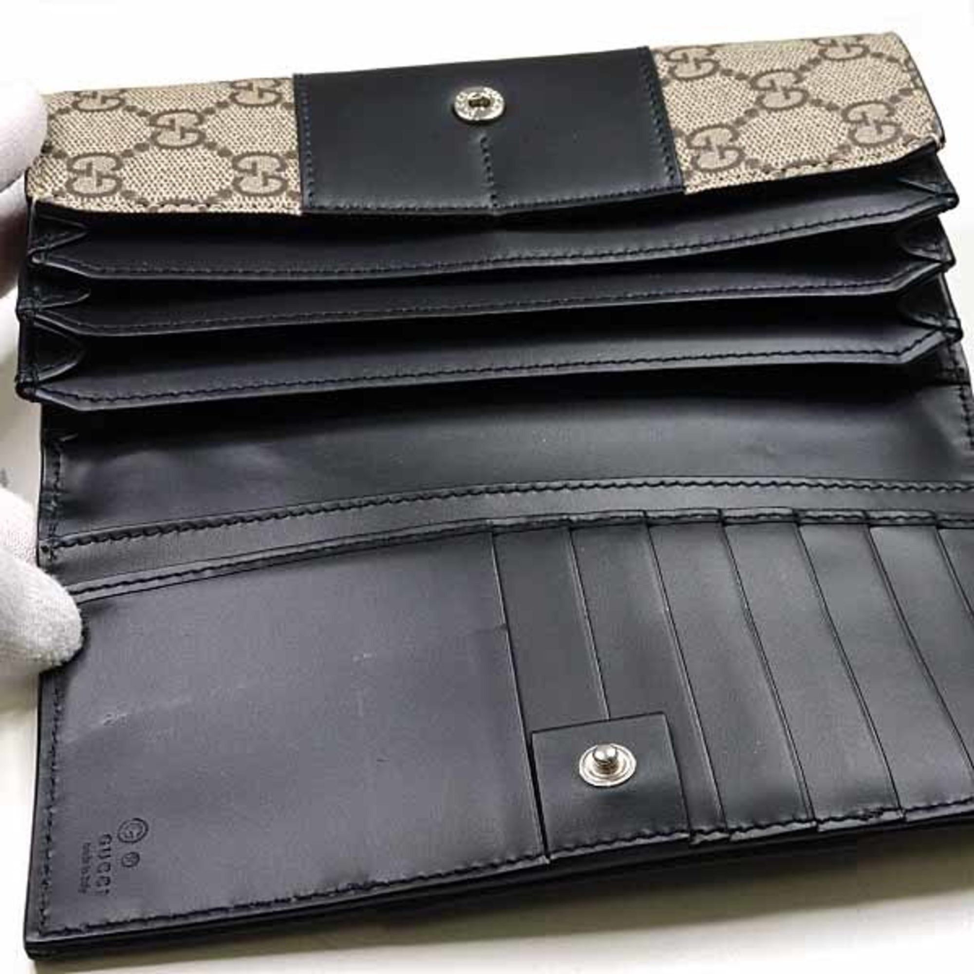 Gucci Gucci Bicolor Long Wallet, Outlet, GG Supreme, 779878, Beige/Ebony/Black Size ONE SIZE - 5 Thumbnail