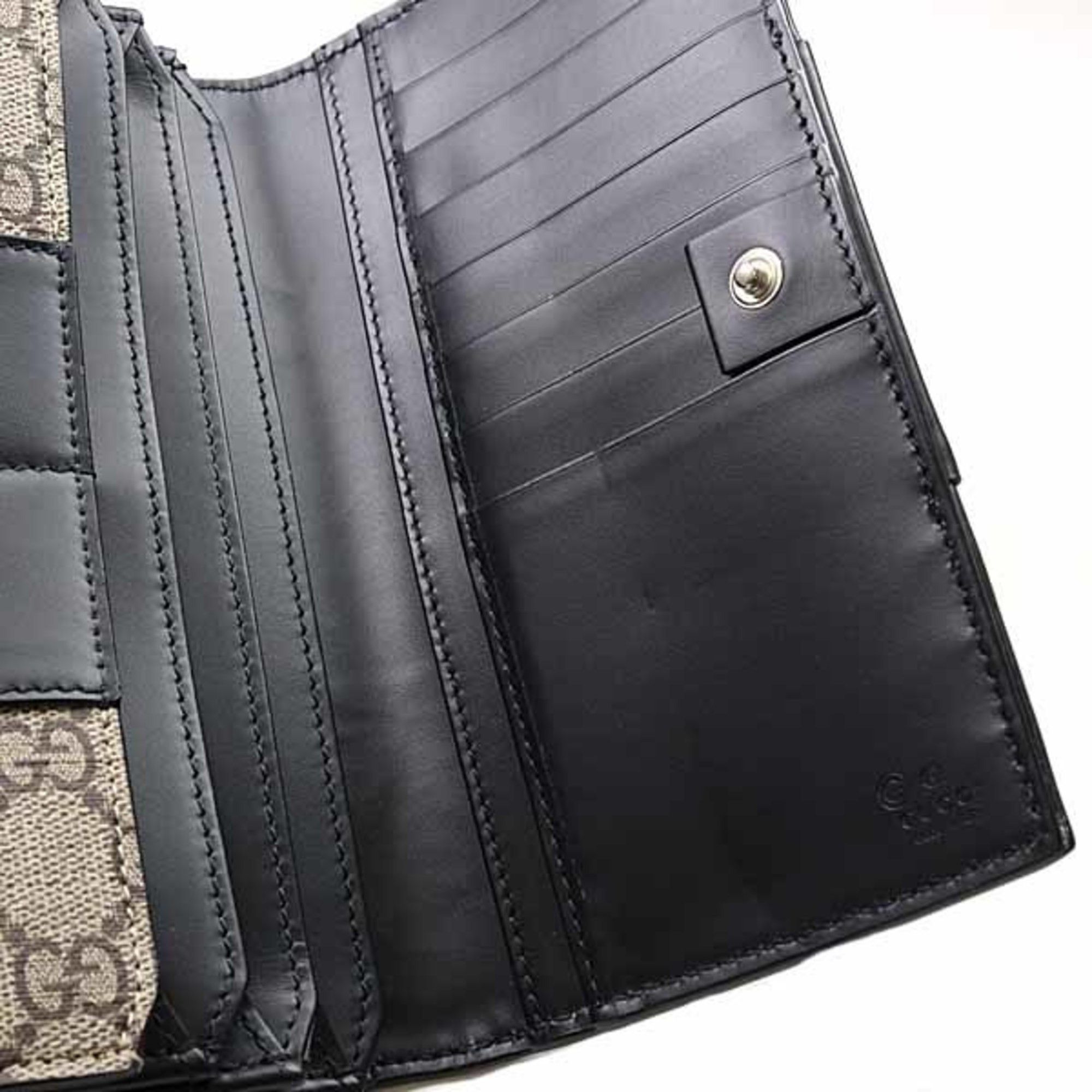 Gucci Gucci Bicolor Long Wallet, Outlet, GG Supreme, 779878, Beige/Ebony/Black Size ONE SIZE - 4 Thumbnail