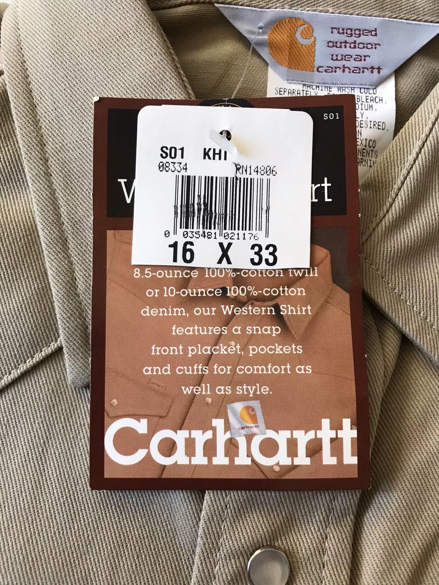 Carhartt Carhartt S01 KHI 16×33 Western Shirt Size US M / EU 48-50 / 2 - 8 Thumbnail
