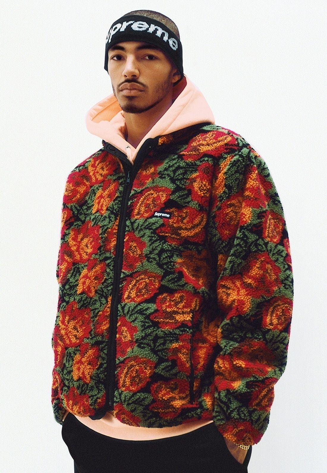 Supreme Roses Sherpa Fleece Reversible Jacket Grailed