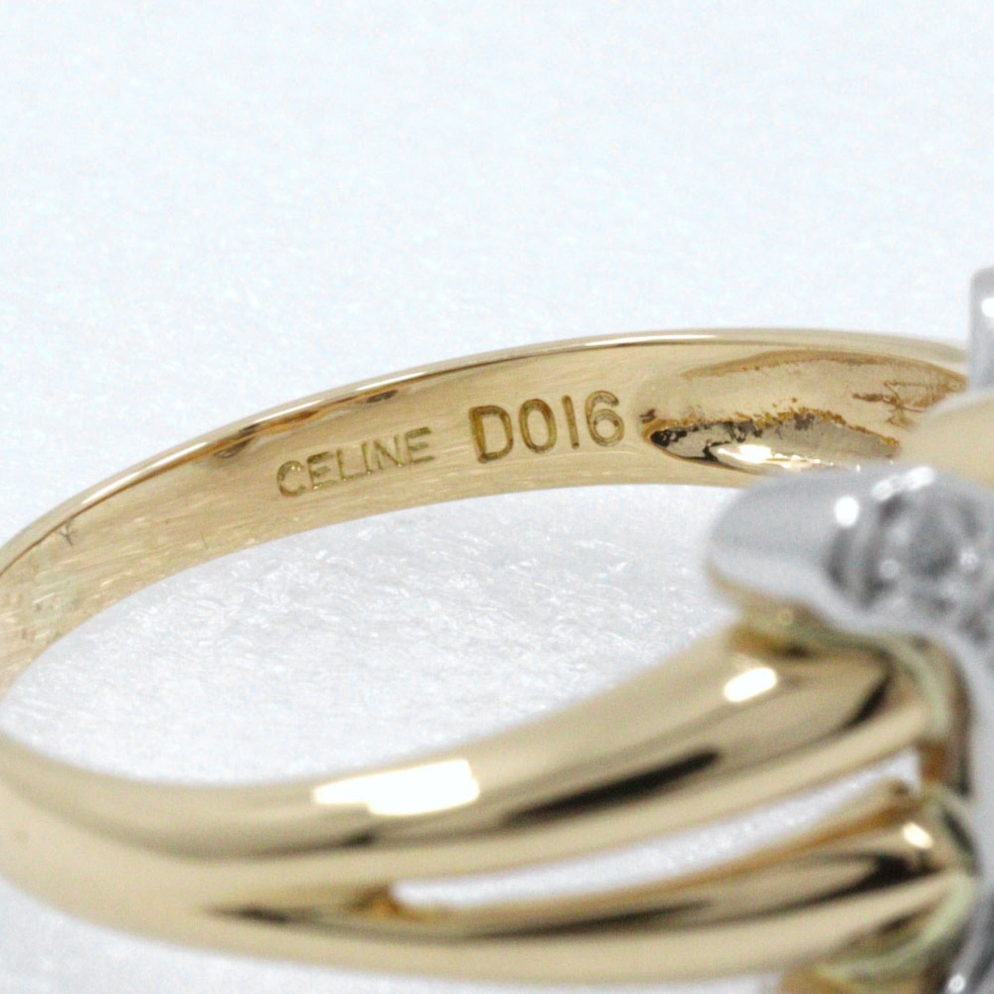 Celine Celine Macadam Ring, Size 11, 18K Yellow Gold x Pt900 Platinum Diamond (D0.16), Approx. 4.6g, Women's. Size ONE SIZE - 5 Thumbnail