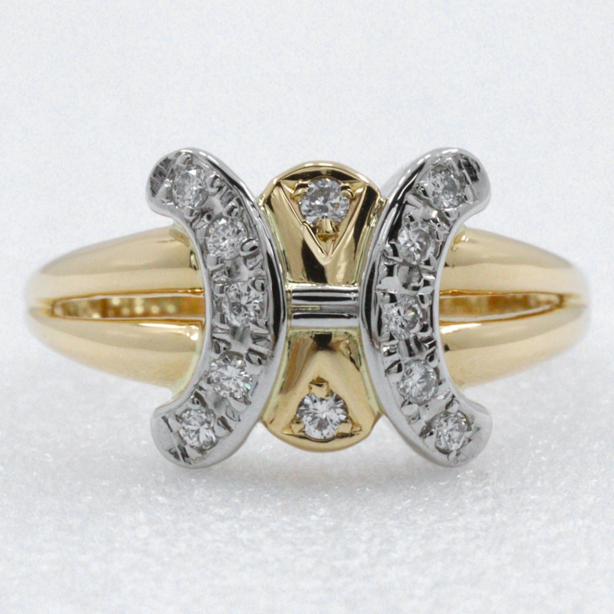 Celine Celine Macadam Ring, Size 11, 18K Yellow Gold x Pt900 Platinum Diamond (D0.16), Approx. 4.6g, Women's. Size ONE SIZE - 6 Thumbnail