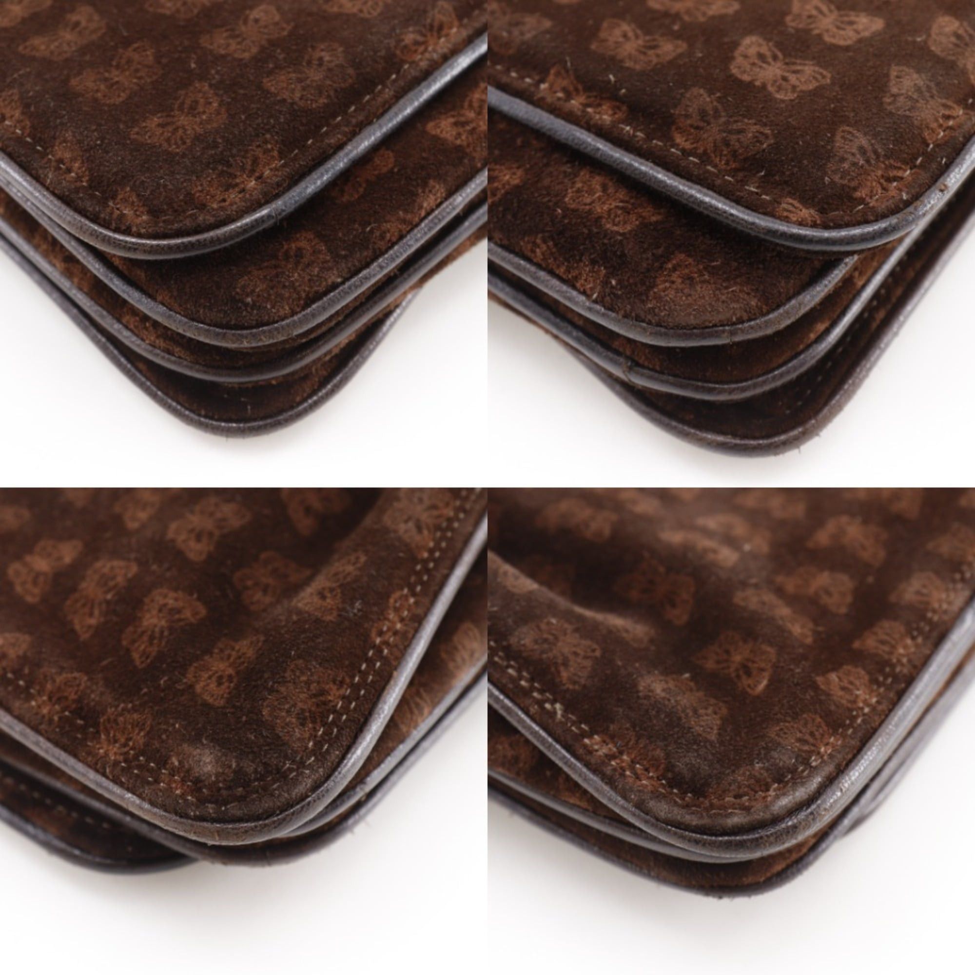 Bottega Veneta Bottega Veneta 3-Way Shoulder Tote Bag, Butterfly Pattern, Suede, Brown, 3-Way, A5 Size, Snap Button Closure, Women's Size ONE SIZE - 4 Thumbnail
