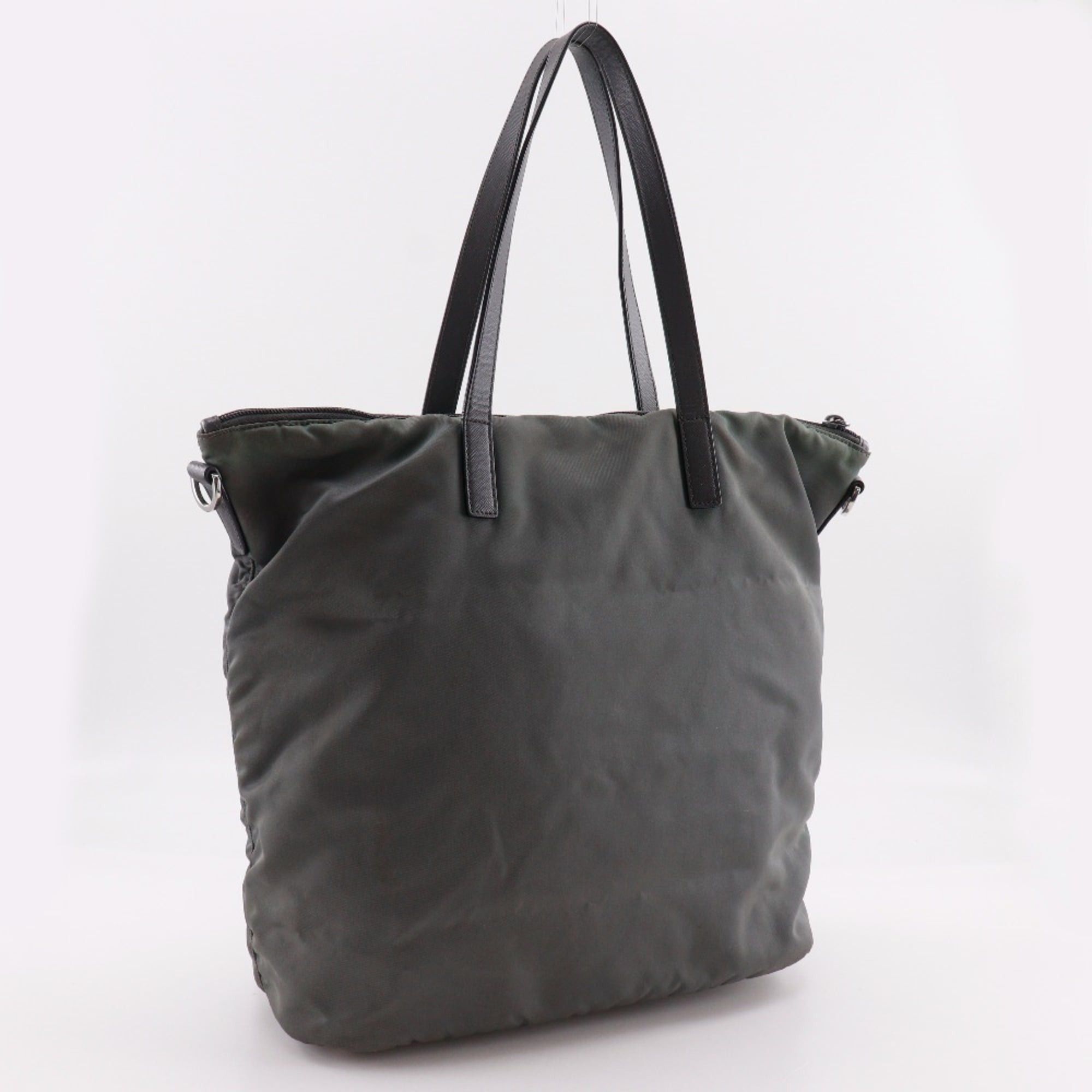 Prada Prada tote bag, nylon, khaki, A4 size, zipper closure, unisex. Size ONE SIZE - 3 Thumbnail
