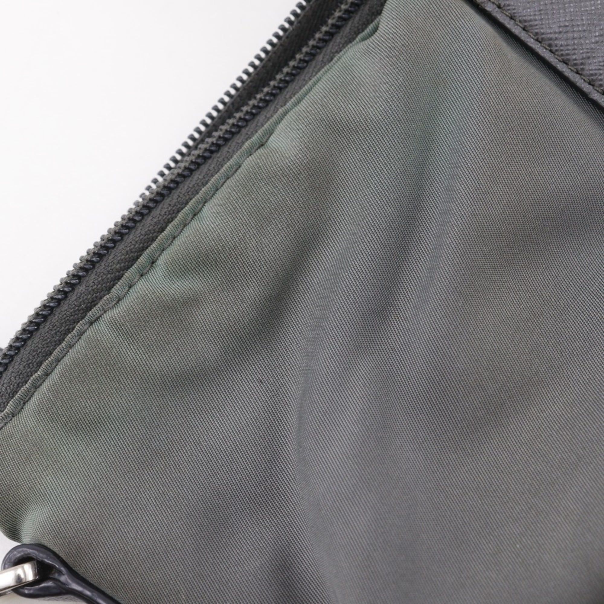 Prada Prada tote bag, nylon, khaki, A4 size, zipper closure, unisex. Size ONE SIZE - 12 Thumbnail