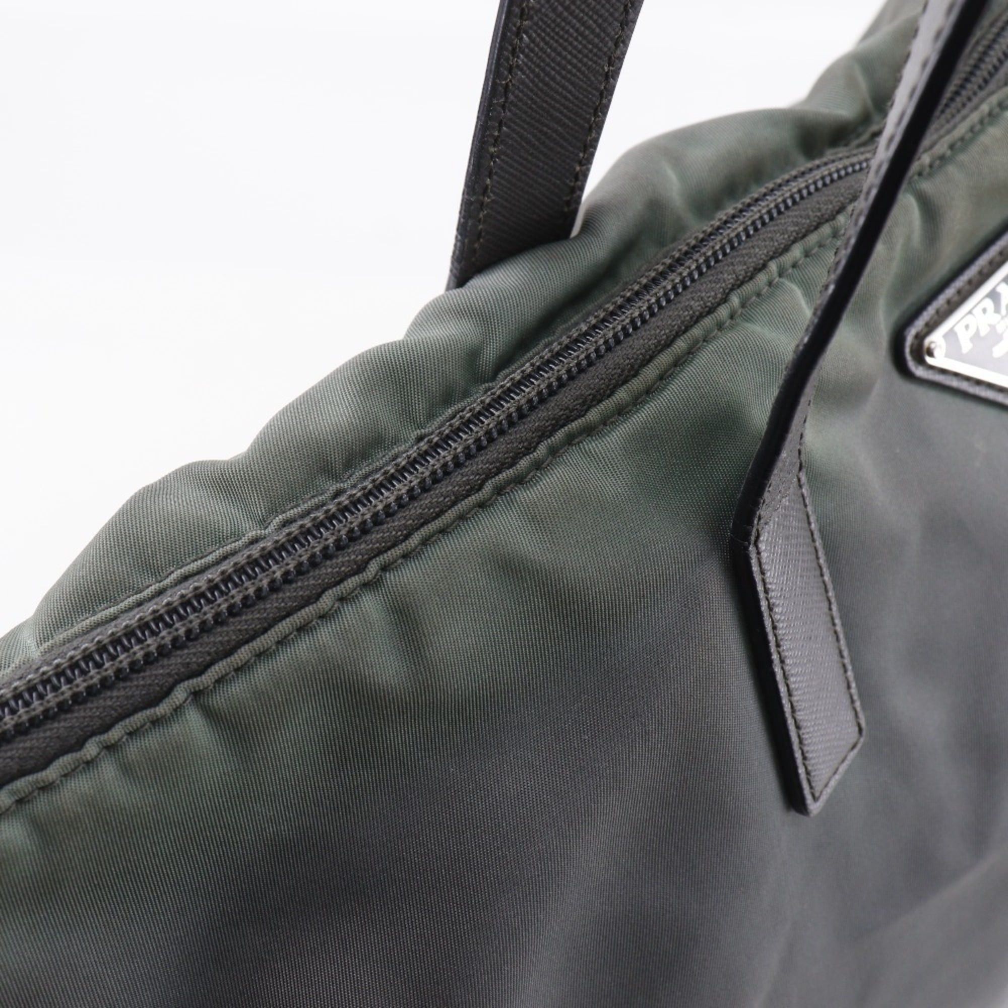 Prada Prada tote bag, nylon, khaki, A4 size, zipper closure, unisex. Size ONE SIZE - 13 Thumbnail