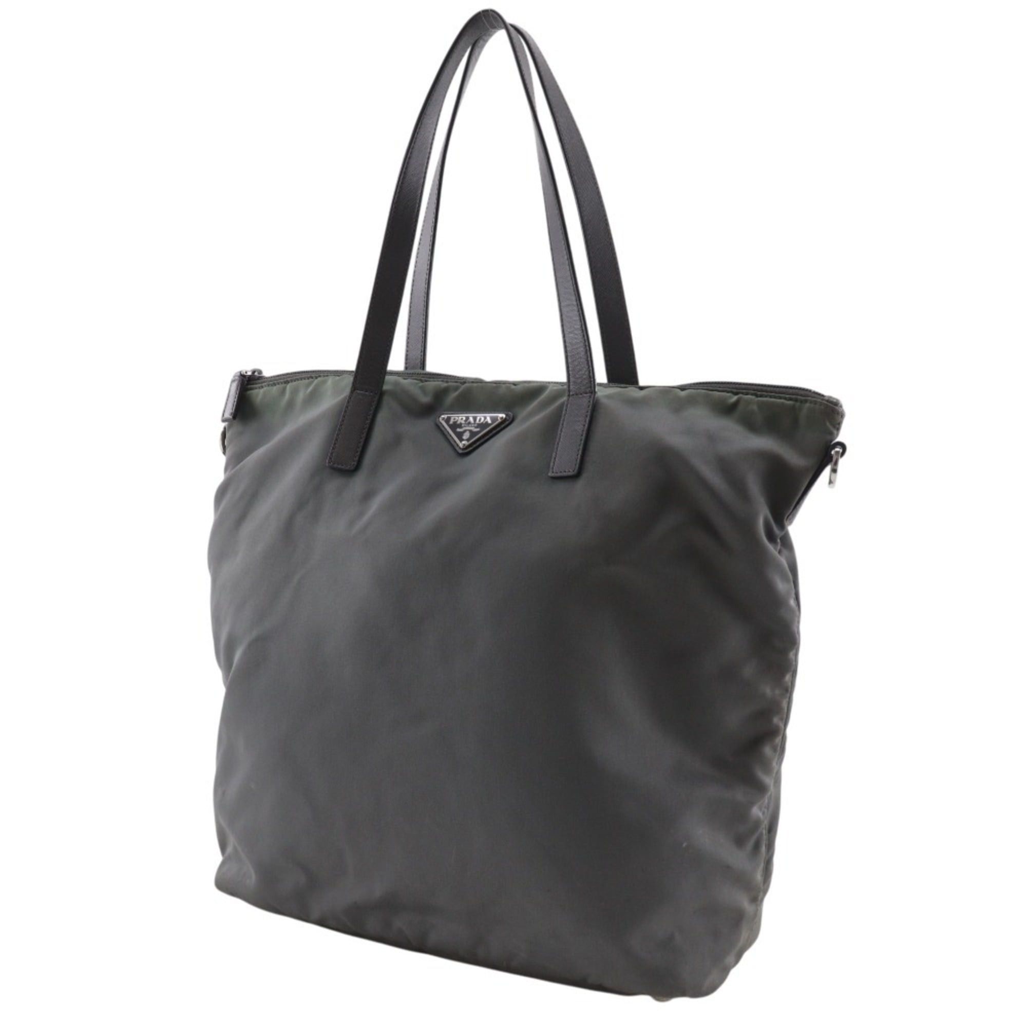 Prada Prada tote bag, nylon, khaki, A4 size, zipper closure, unisex. Size ONE SIZE - 2 Thumbnail