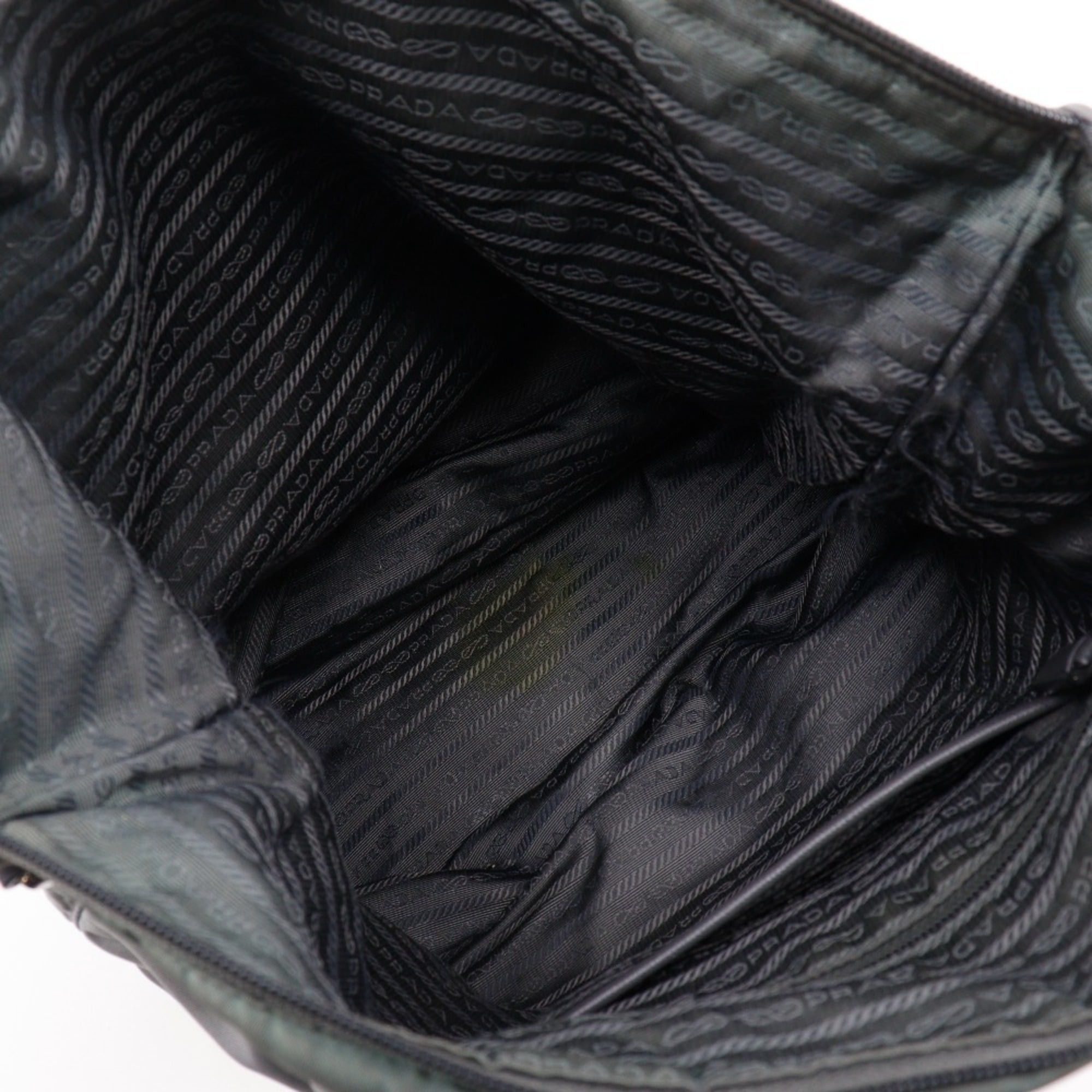 Prada Prada tote bag, nylon, khaki, A4 size, zipper closure, unisex. Size ONE SIZE - 6 Thumbnail