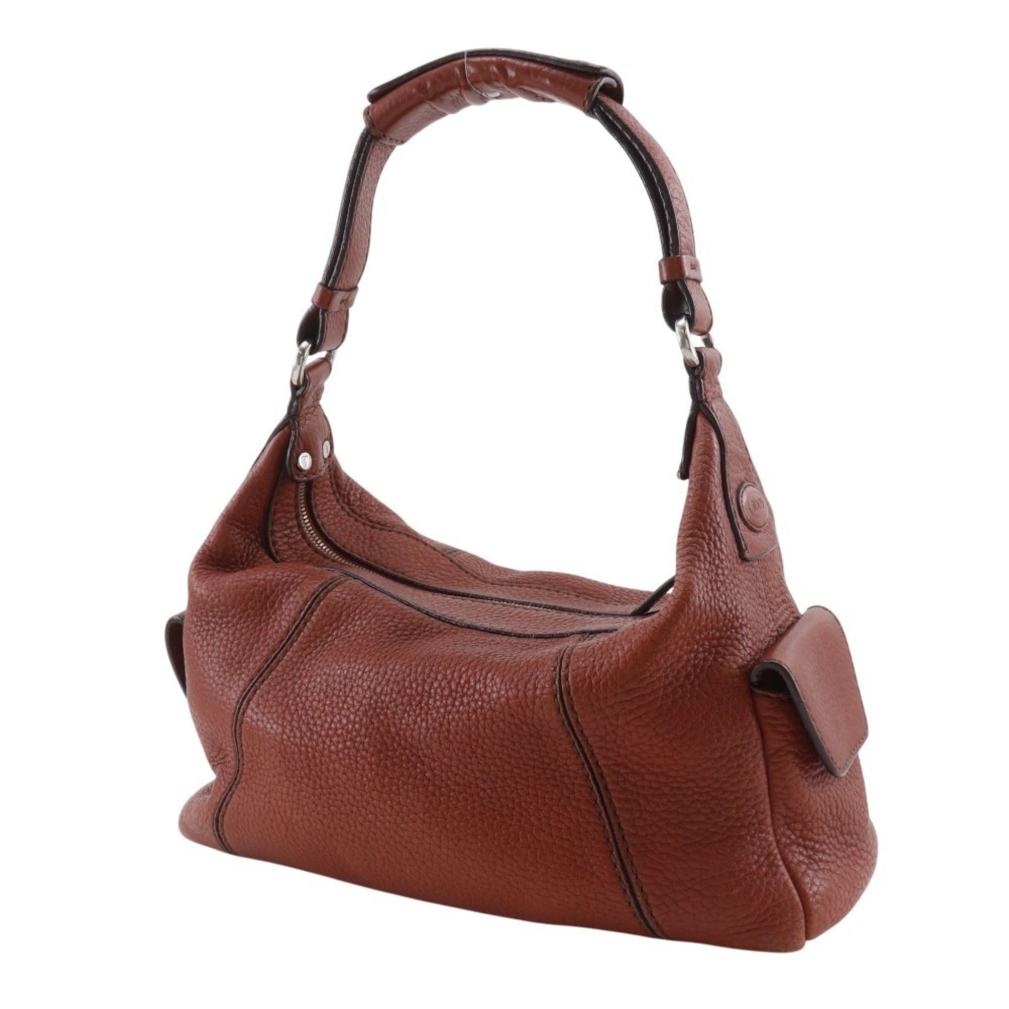 Tod's Tod's (TOD'S) Leather Shoulder Bag, Brown, A5 Size, Zipper Closure, Women's Size ONE SIZE - 2 Thumbnail