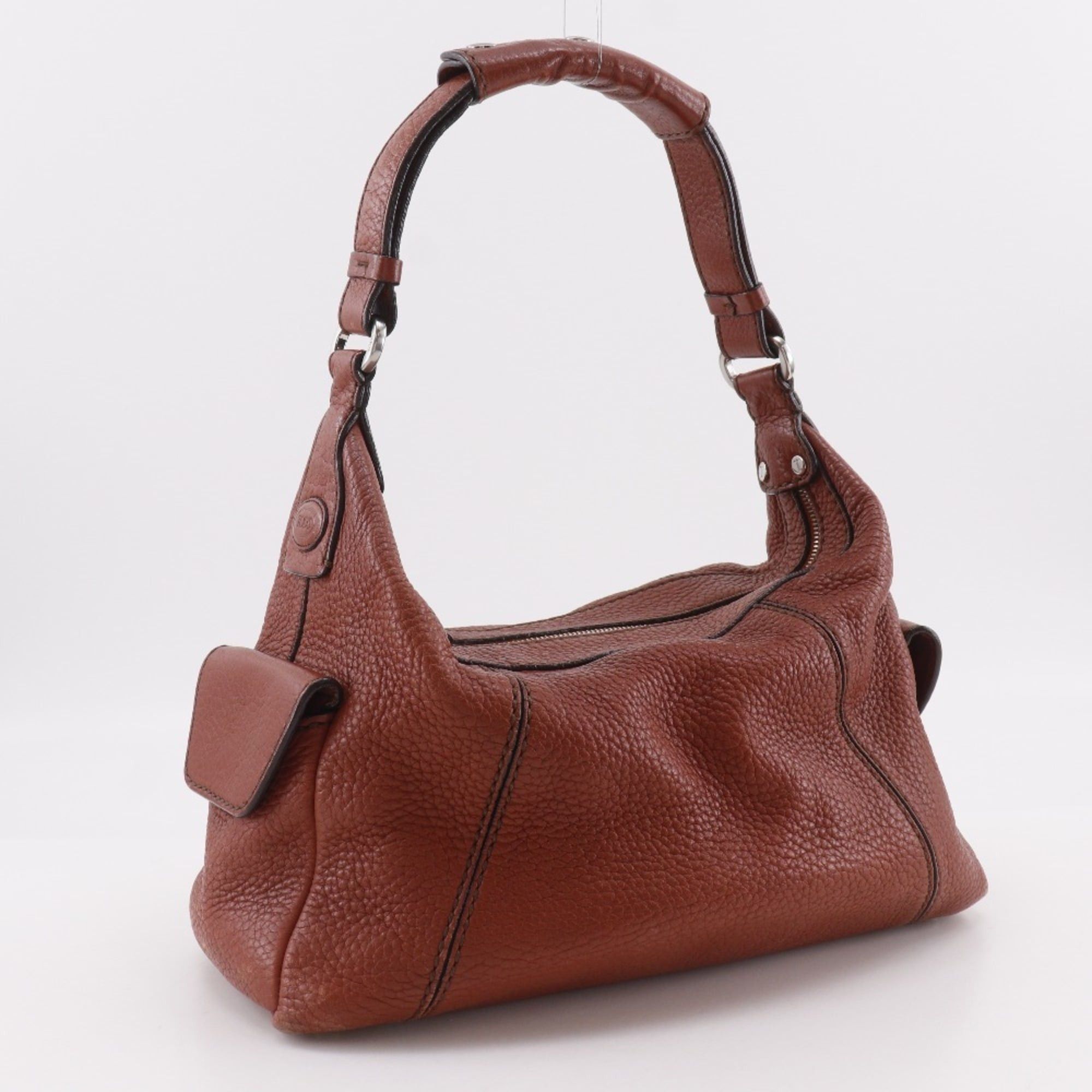 Tod's Tod's (TOD'S) Leather Shoulder Bag, Brown, A5 Size, Zipper Closure, Women's Size ONE SIZE - 3 Thumbnail