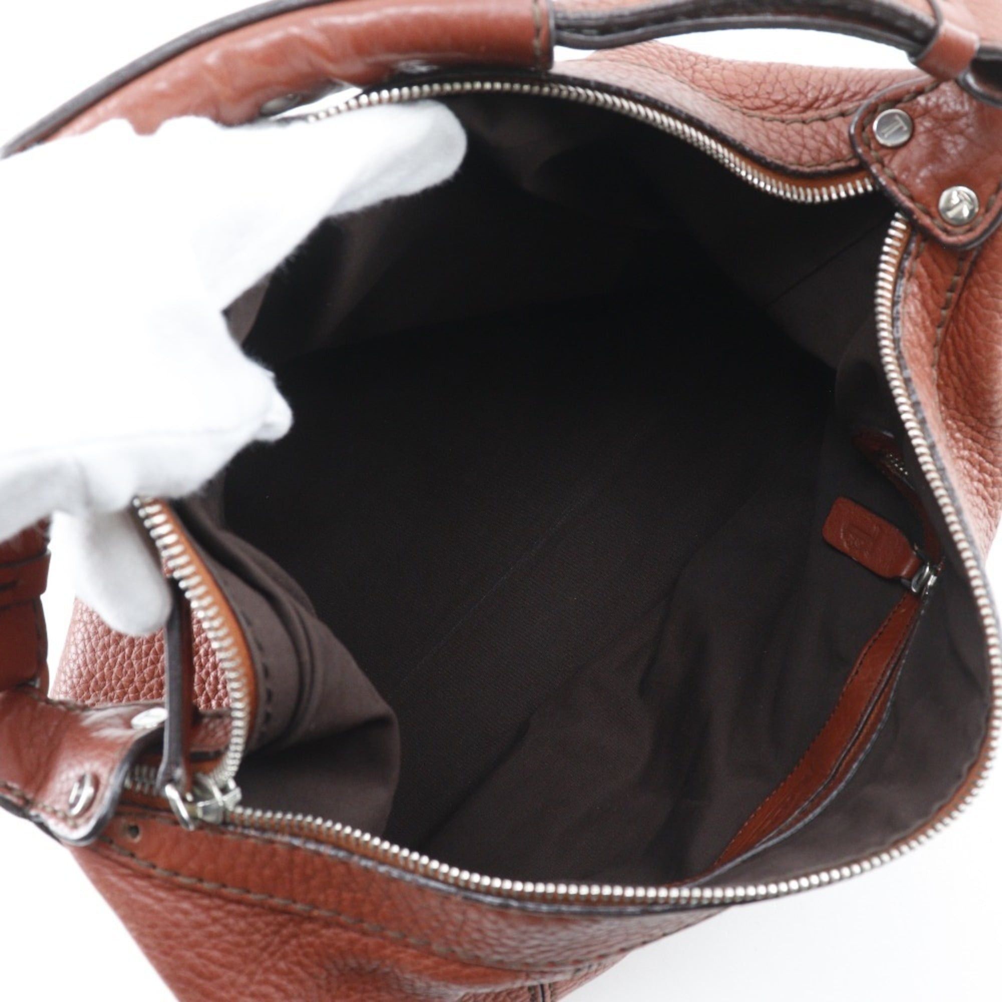 Tod's Tod's (TOD'S) Leather Shoulder Bag, Brown, A5 Size, Zipper Closure, Women's Size ONE SIZE - 6 Thumbnail