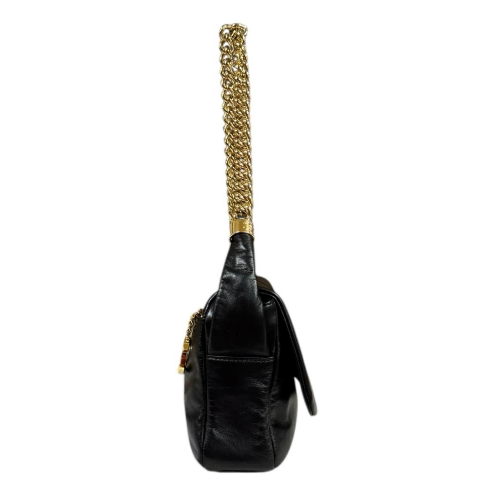 Chanel Chanel Coco Mark Shoulder Bag, Leather, Black, Women's, Used, Chain Size ONE SIZE - 4 Thumbnail