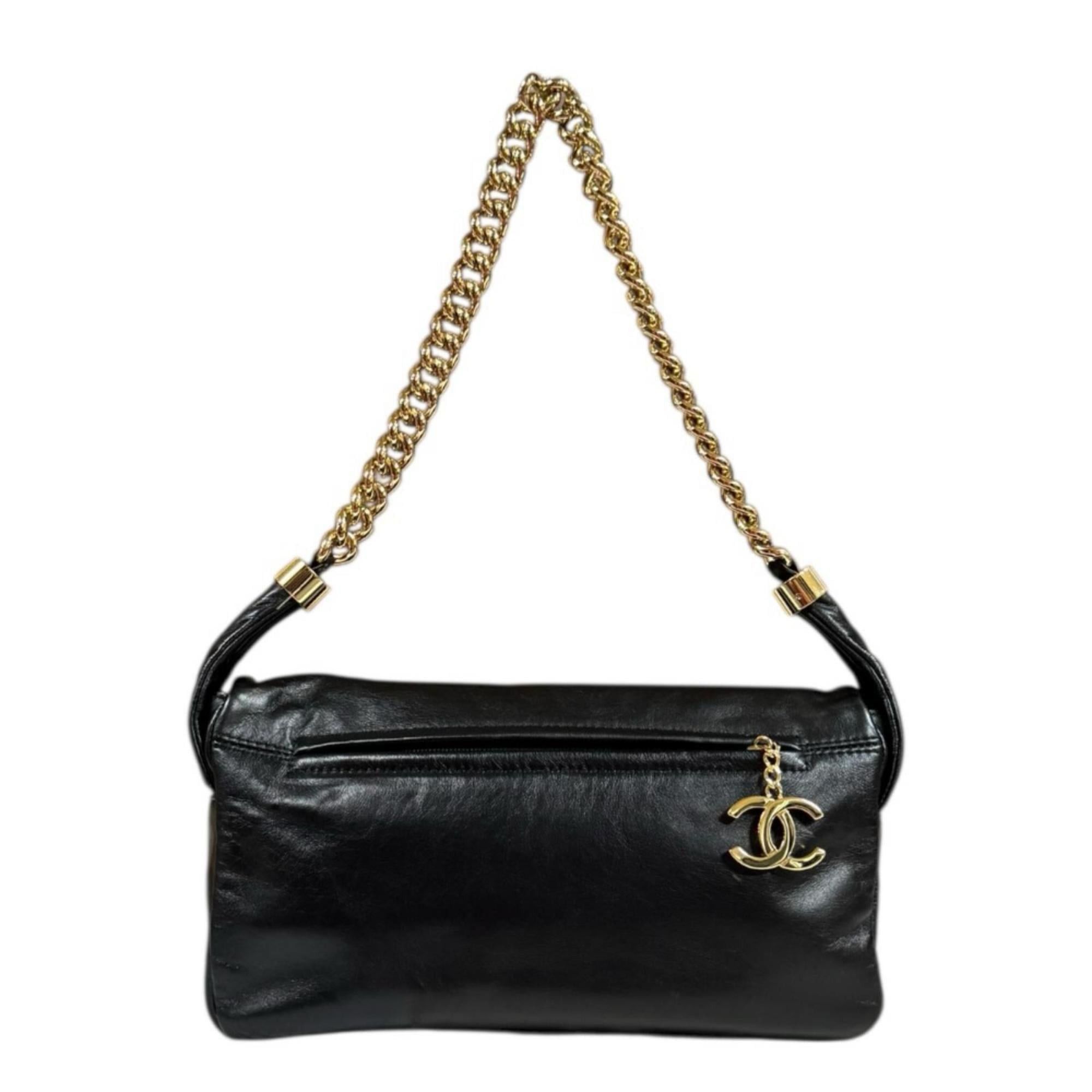 Chanel Chanel Coco Mark Shoulder Bag, Leather, Black, Women's, Used, Chain Size ONE SIZE - 3 Thumbnail