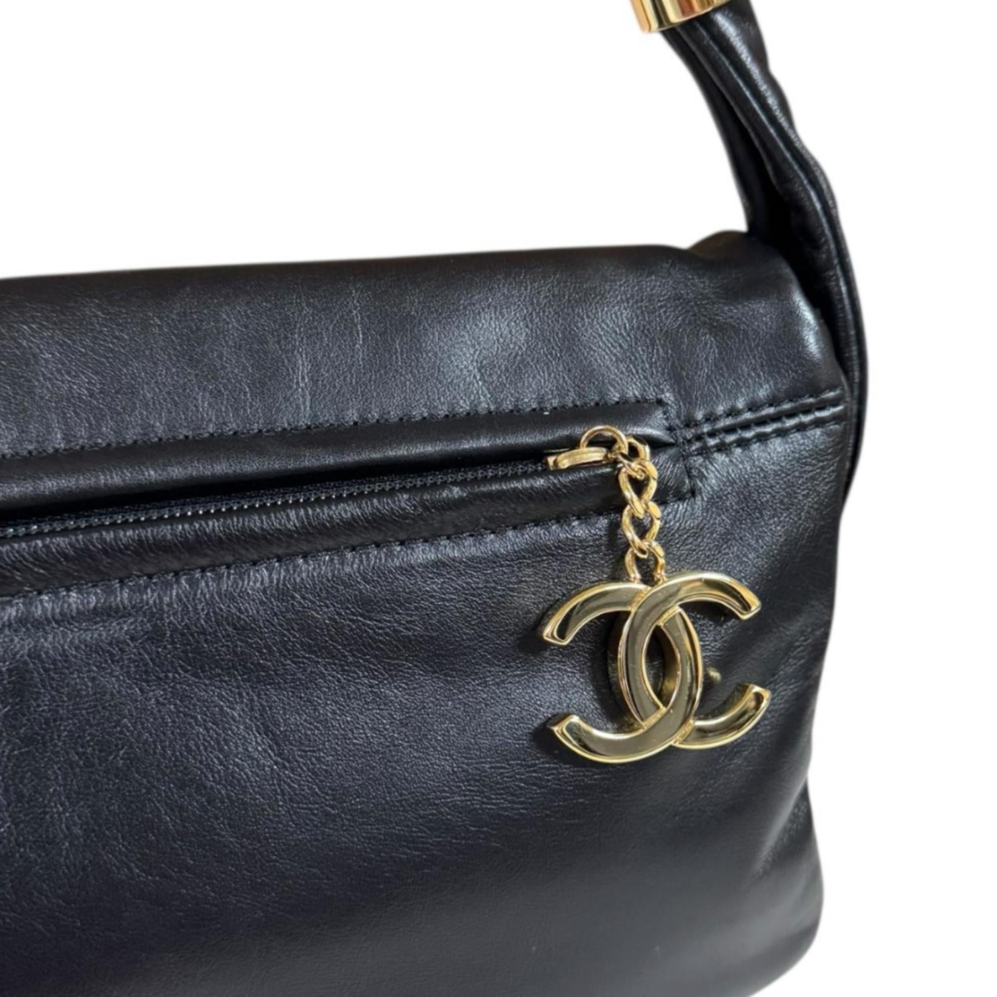 Chanel Chanel Coco Mark Shoulder Bag, Leather, Black, Women's, Used, Chain Size ONE SIZE - 11 Thumbnail
