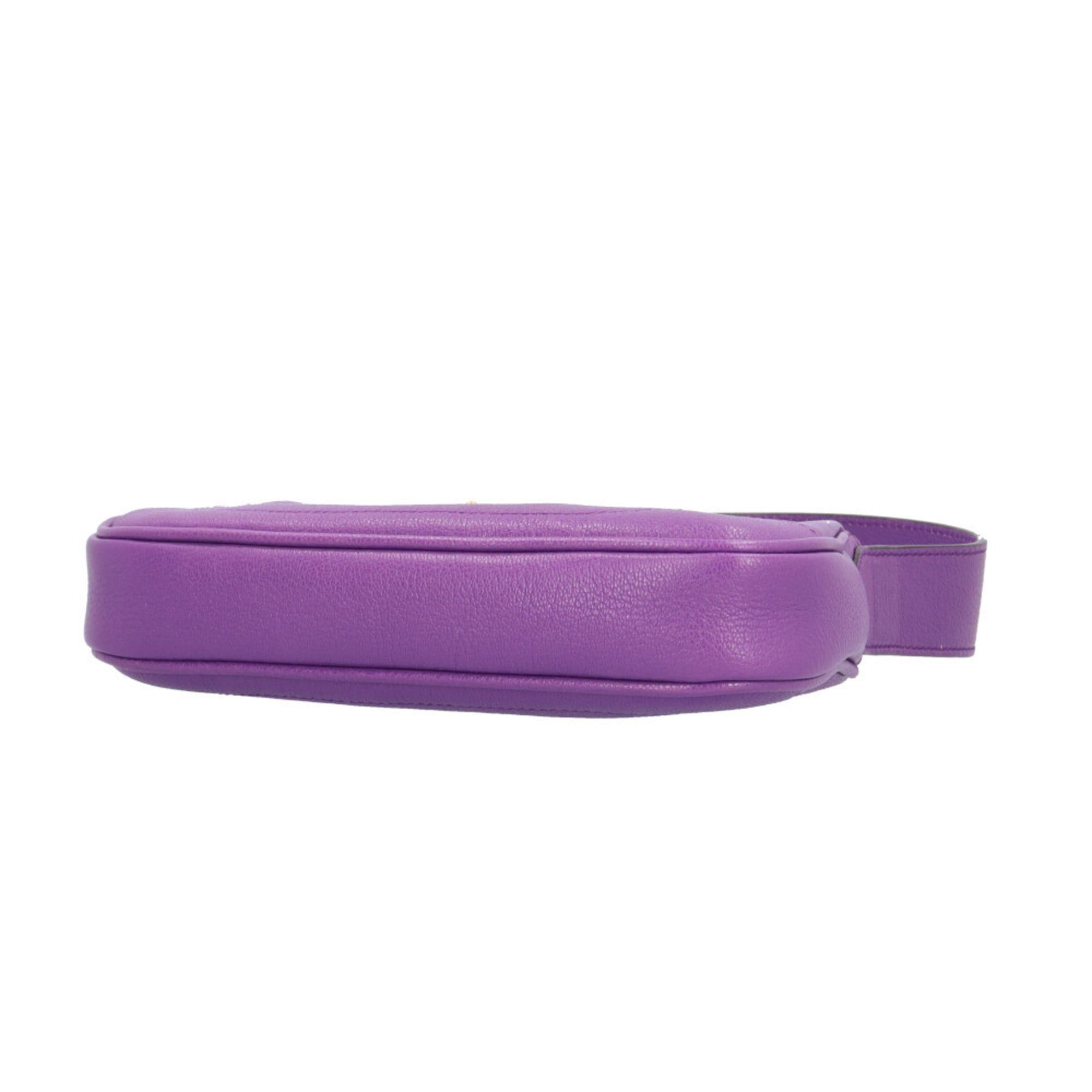 Gucci Gucci Aphrodite Mini GG Marmont Handbag, Leather 739076, Purple, Women's, Pre-owned. Size ONE SIZE - 6 Thumbnail