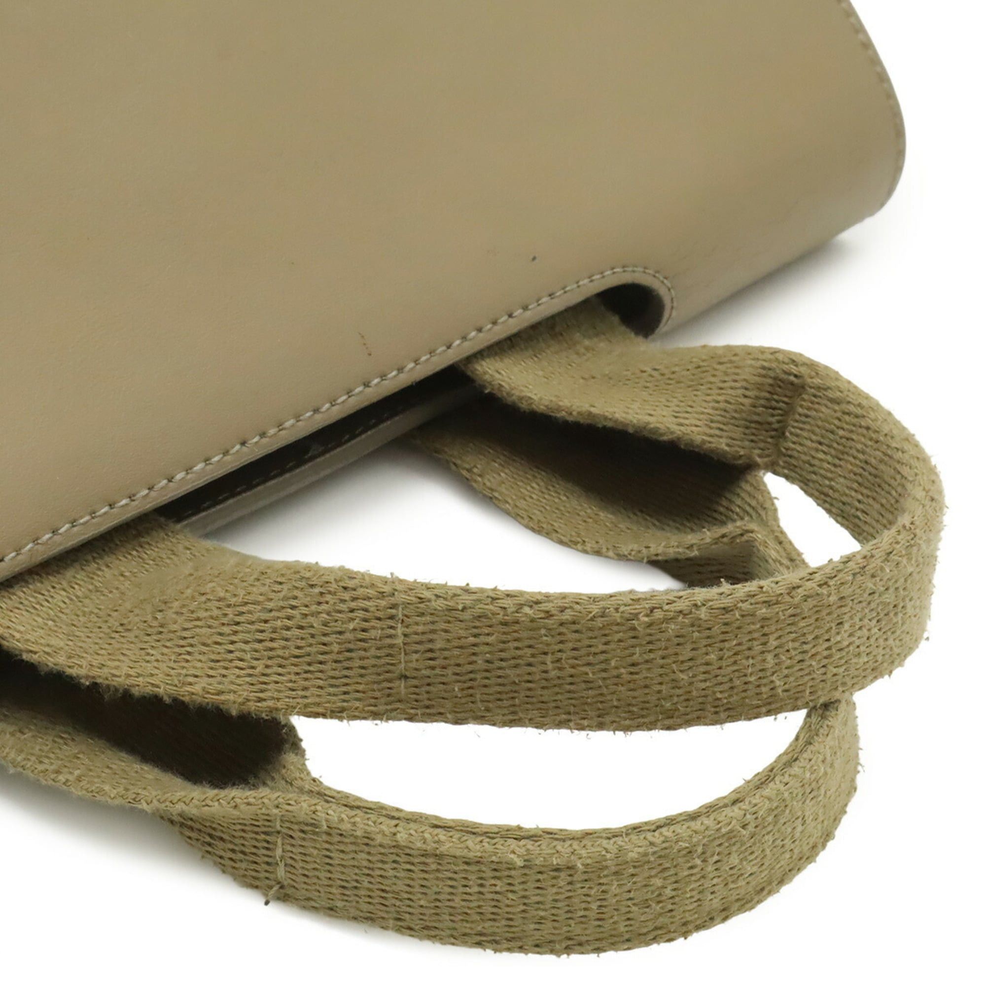 Hermes HERMES Valparaiso PM Handbag Tote Bag Toile Chevron Leather Light Khaki Size ONE SIZE - 5 Thumbnail