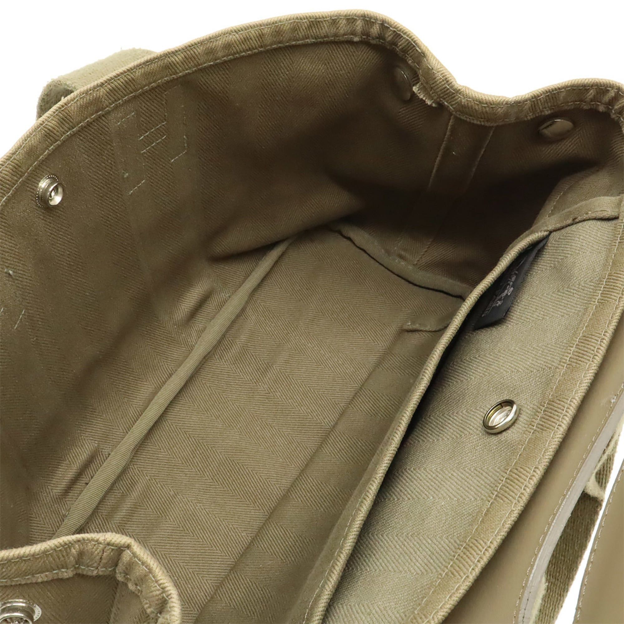 Hermes HERMES Valparaiso PM Handbag Tote Bag Toile Chevron Leather Light Khaki Size ONE SIZE - 7 Thumbnail