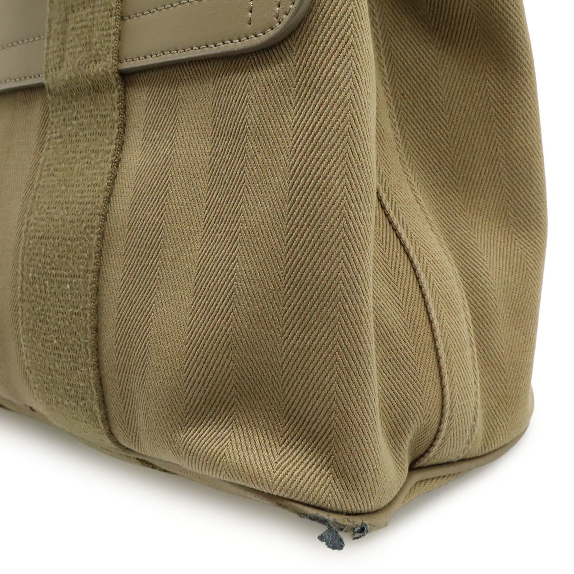 Hermes HERMES Valparaiso PM Handbag Tote Bag Toile Chevron Leather Light Khaki Size ONE SIZE - 9 Thumbnail