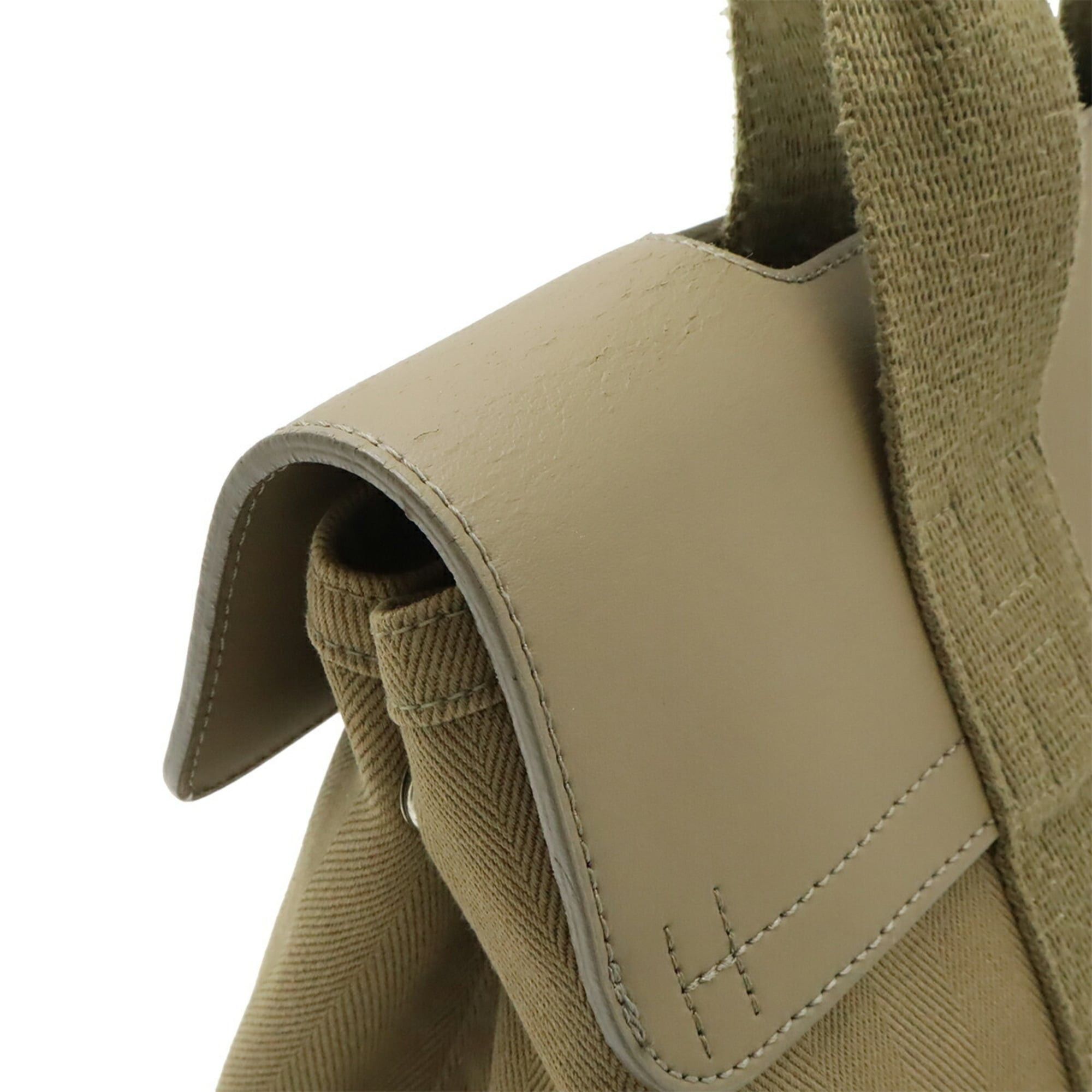 Hermes HERMES Valparaiso PM Handbag Tote Bag Toile Chevron Leather Light Khaki Size ONE SIZE - 8 Thumbnail