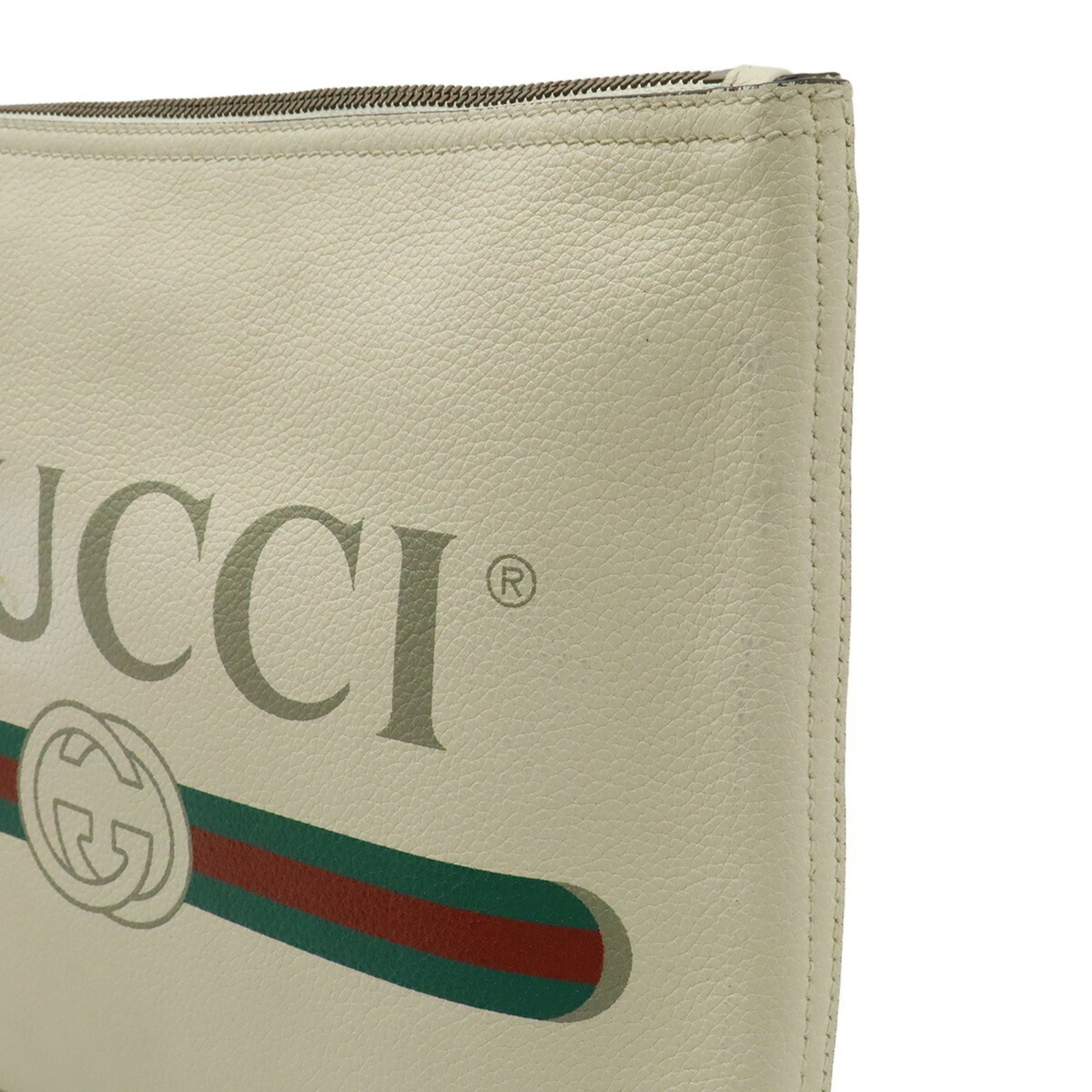 Gucci Gucci Print Medium Portfolio Clutch Bag, Second Leather, Ivory, White, Green, Red, 500981 Size ONE SIZE - 8 Thumbnail