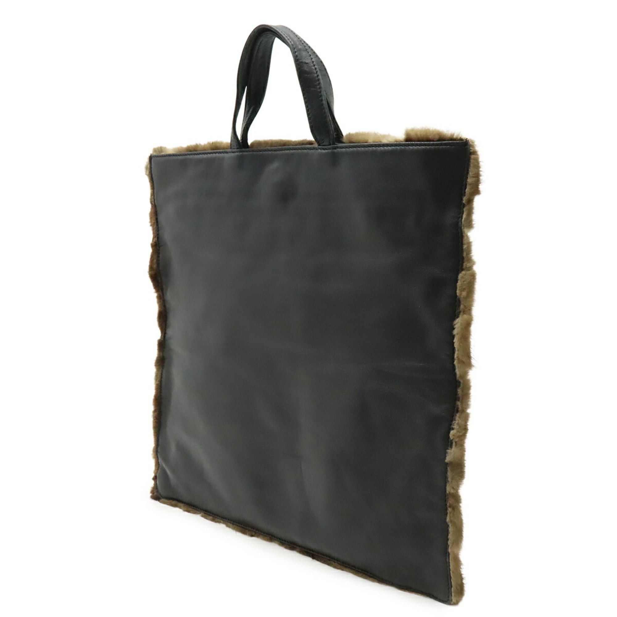Loewe LOEWE (Loewe) Fur Bag, Handbag, Tote Leather, Dark Brown, Black Size ONE SIZE - 3 Thumbnail