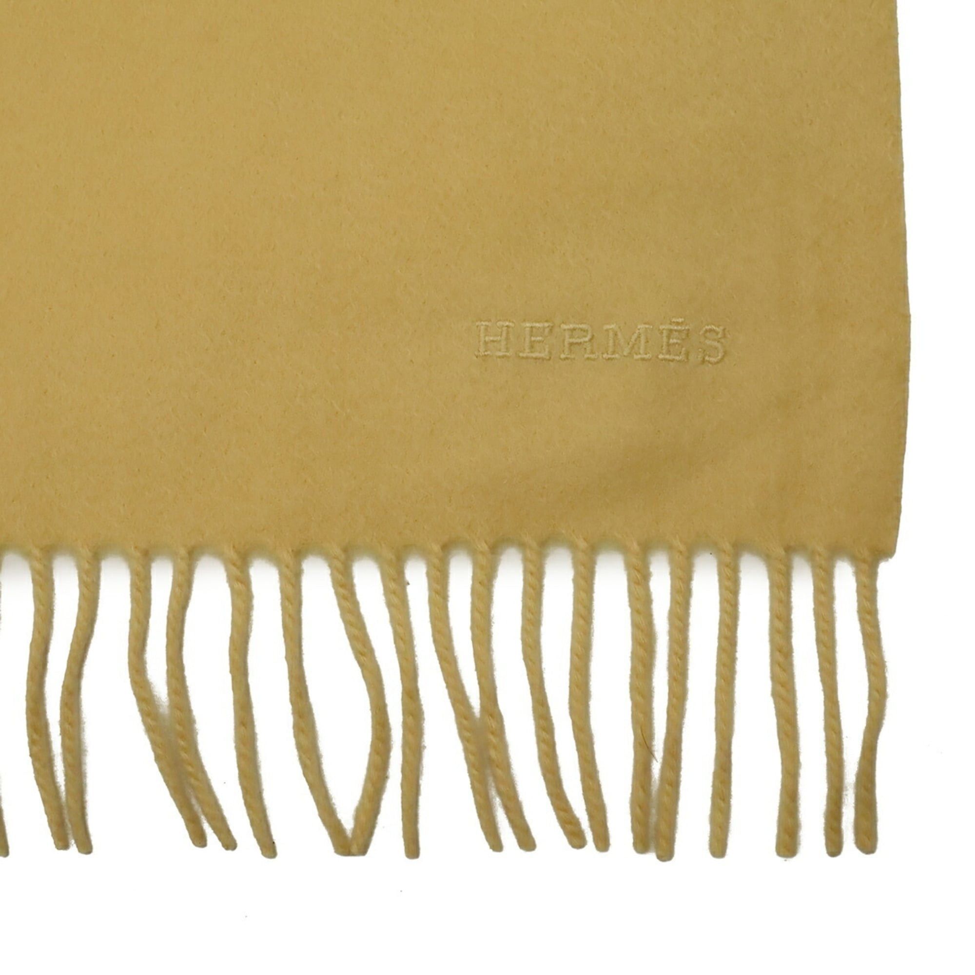Hermes Hermes Stole Shawl Large Lap Blanket Embroidered 100% Cashmere Cream Yellow Size ONE SIZE - 5 Thumbnail