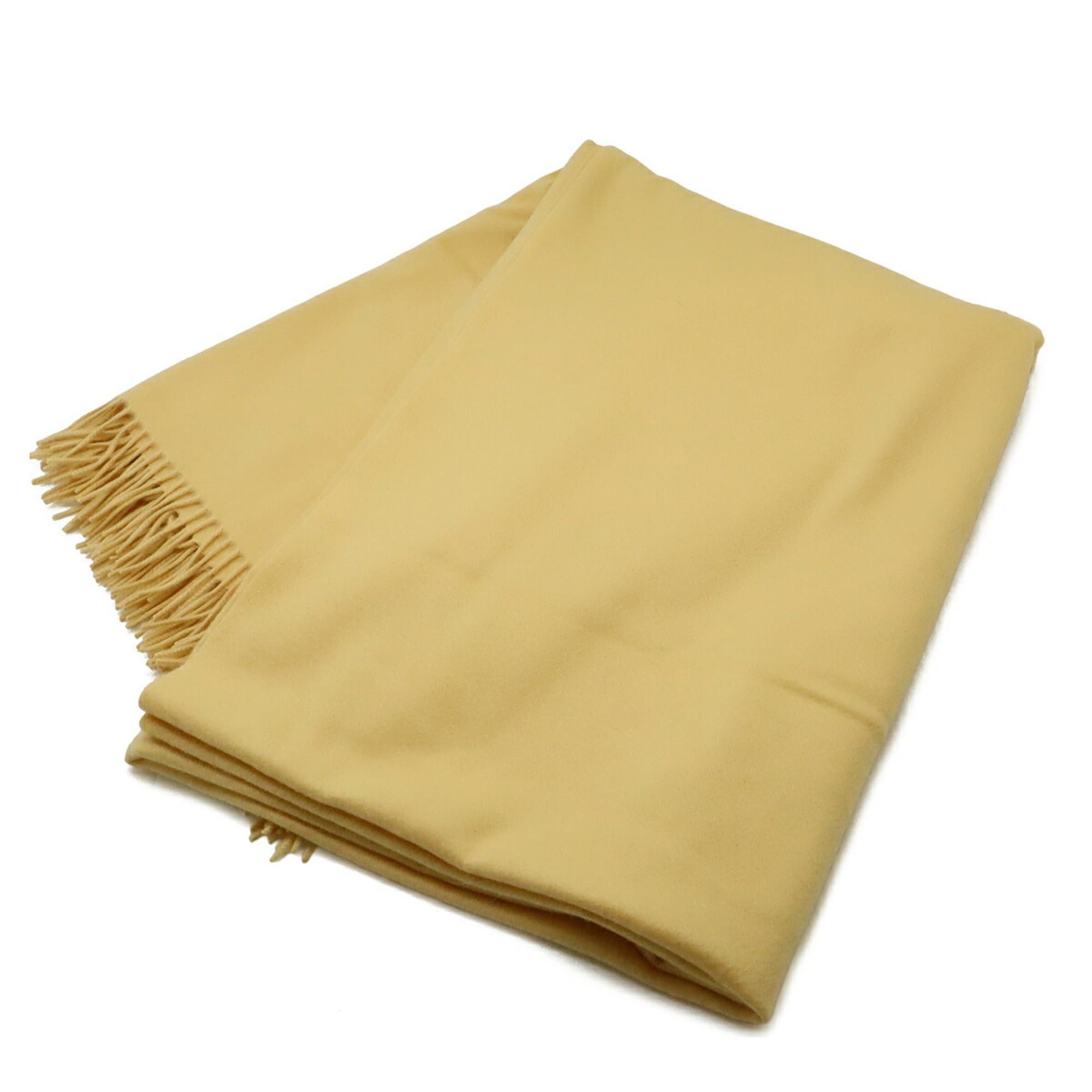 Hermes Hermes Stole Shawl Large Lap Blanket Embroidered 100% Cashmere Cream Yellow Size ONE SIZE - 4 Thumbnail