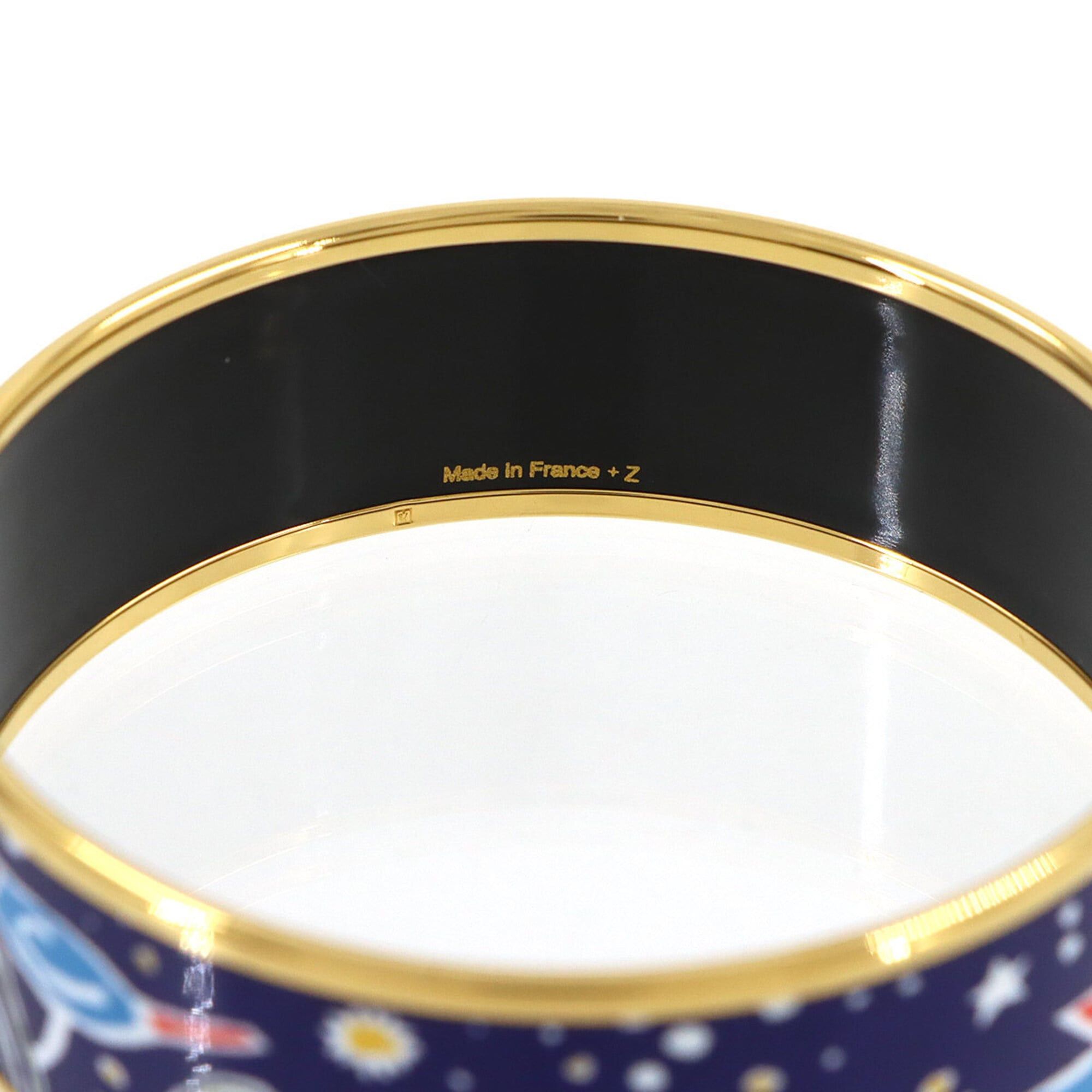 Hermes Hermes Email GM Bangle Bracelet Blue Gold Size ONE SIZE - 4 Thumbnail