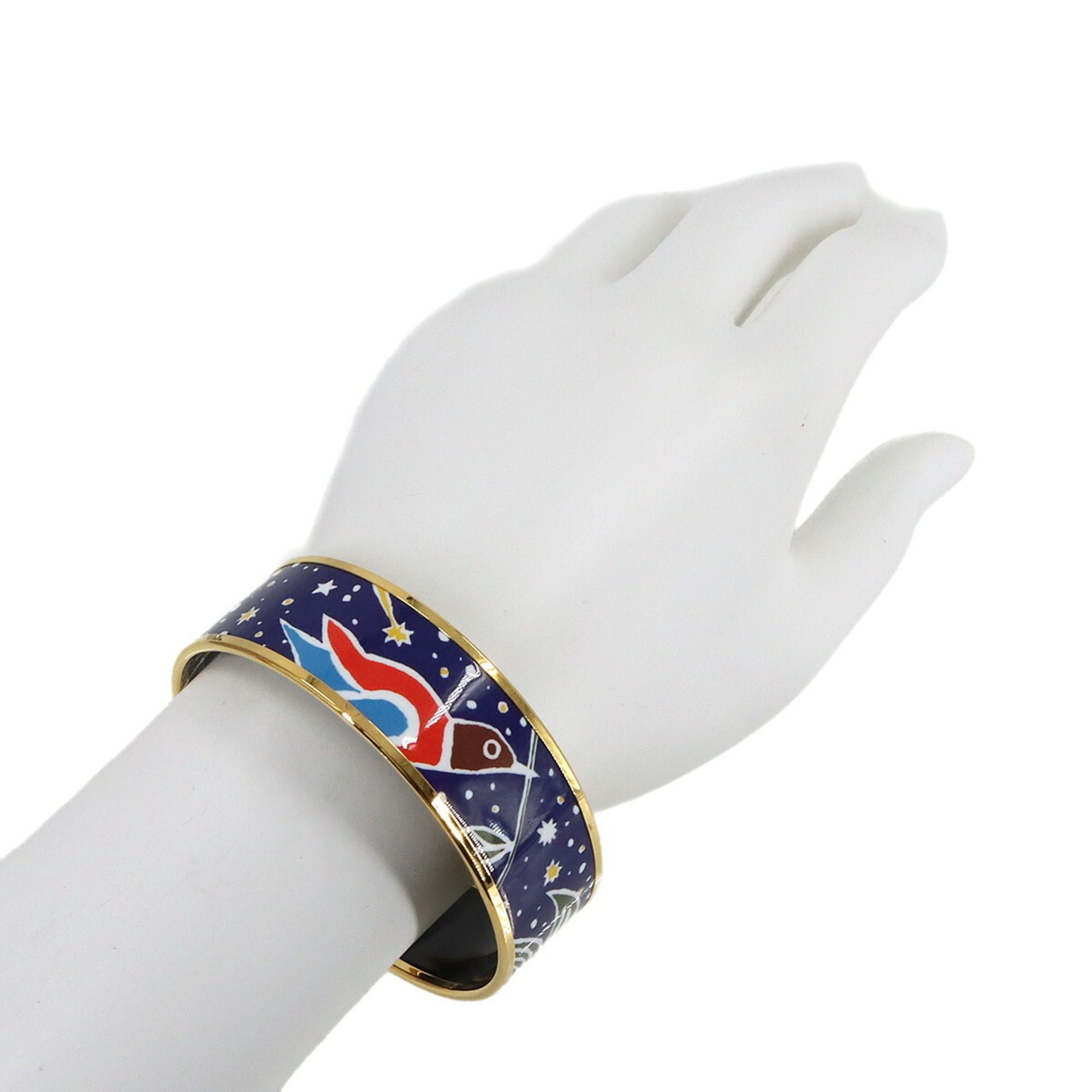 Hermes Hermes Email GM Bangle Bracelet Blue Gold Size ONE SIZE - 6 Thumbnail
