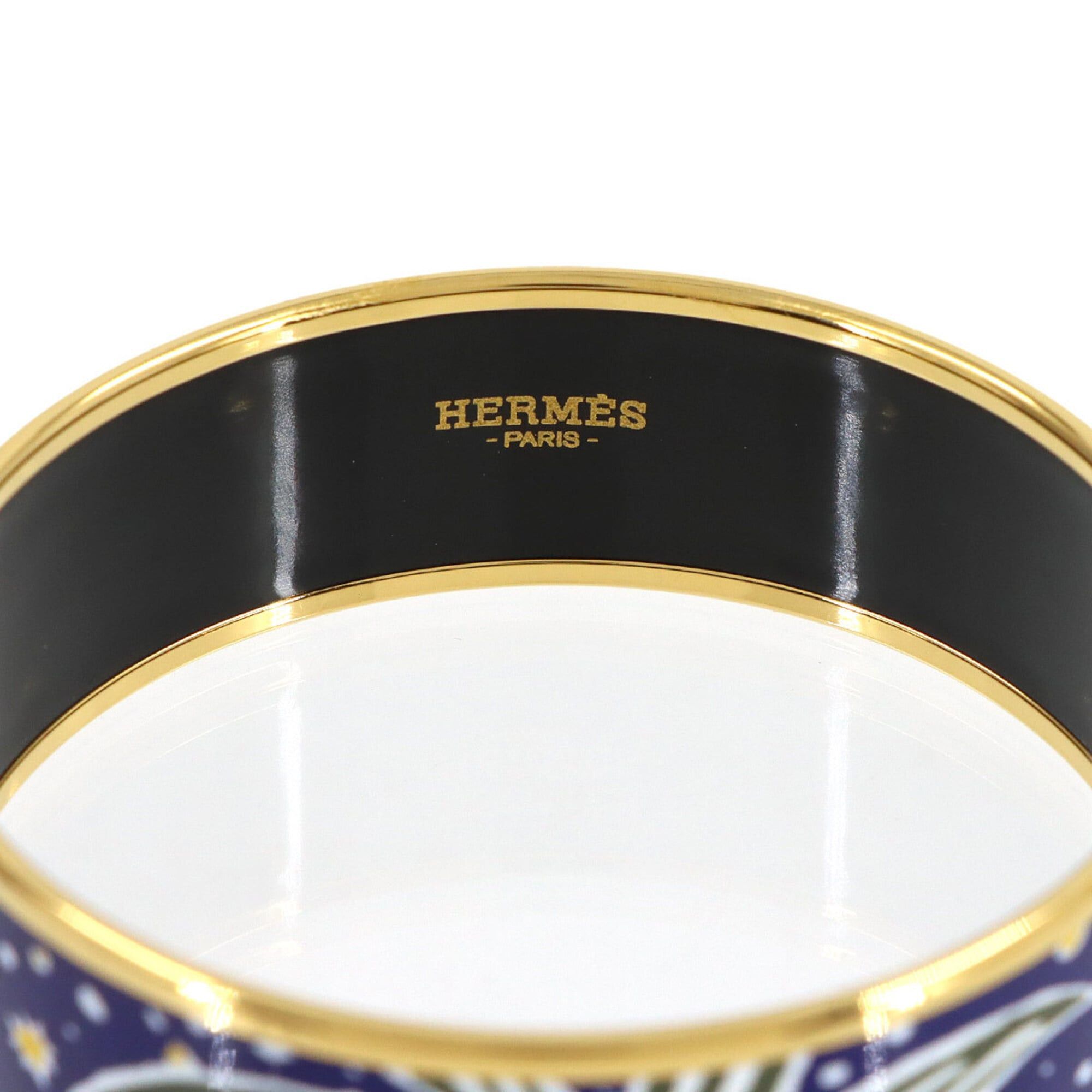 Hermes Hermes Email GM Bangle Bracelet Blue Gold Size ONE SIZE - 5 Thumbnail