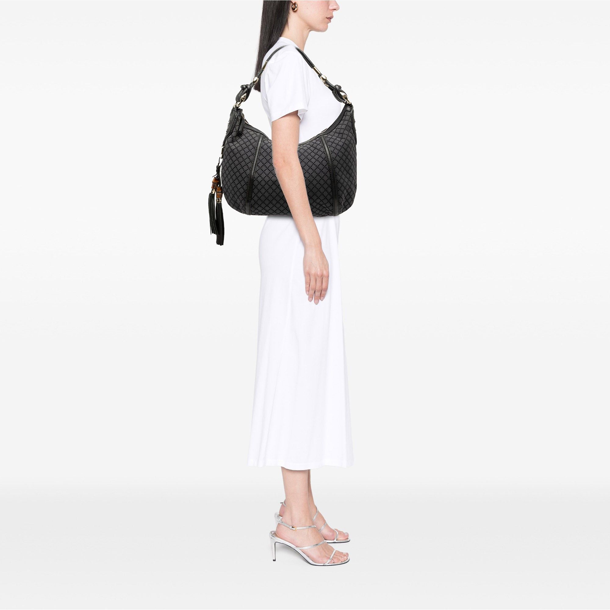 Gucci Medium Diamante Canvas Techno Horsebit Hobo Size ONE SIZE - 9 Thumbnail