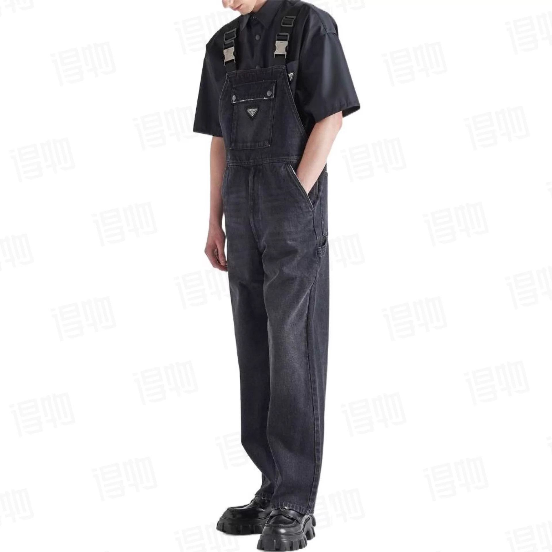 Prada Black Denim Overalls with Adjustable Suspenders Size US 32 / EU 48 - 7 Thumbnail