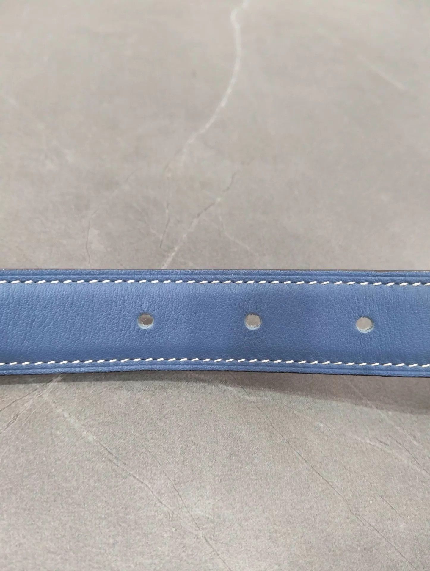 Hermes Blue Leather Belt with H Buckle Size ONE SIZE - 4 Thumbnail