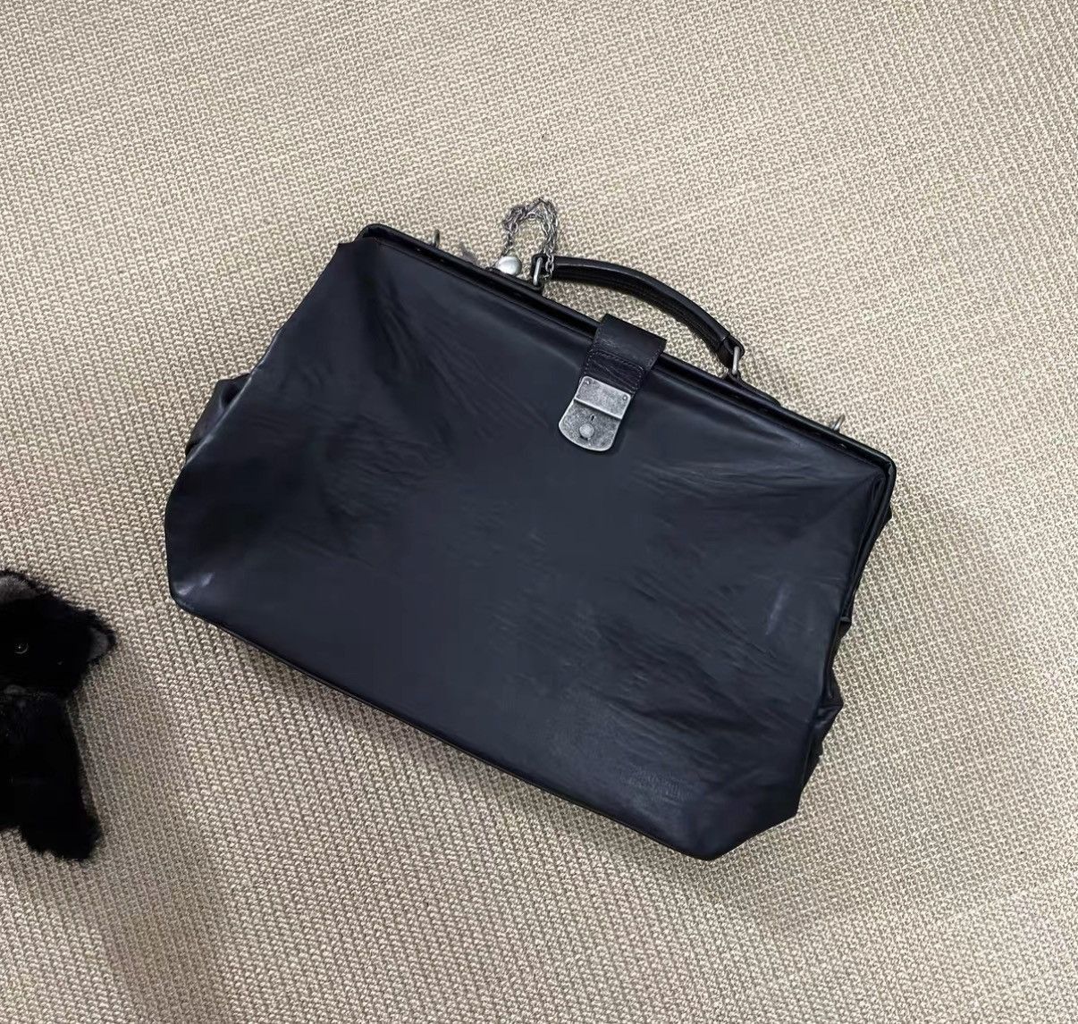 Jean Paul Gaultier Black Leather Briefcase with Handle and Lock Size ONE SIZE - 4 Thumbnail