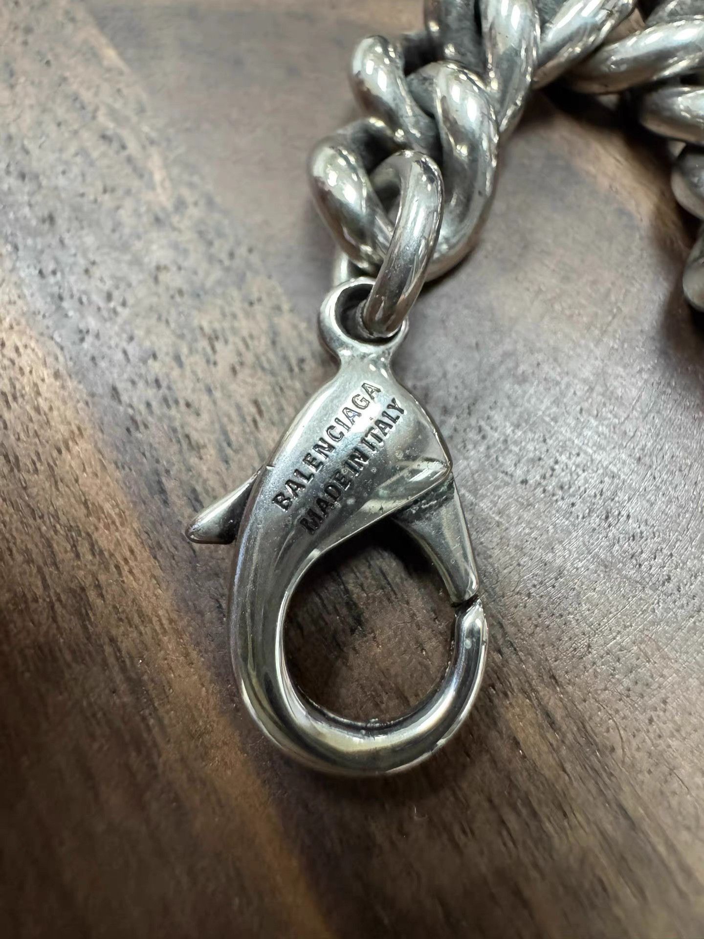 Balenciaga Silver Chain Bracelet with Interlocking Clasp Size ONE SIZE - 3 Thumbnail