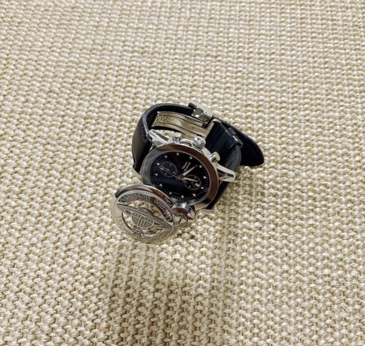 Vivienne Westwood Black Leather Strap Watch with Chronograph Size ONE SIZE - 2 Thumbnail