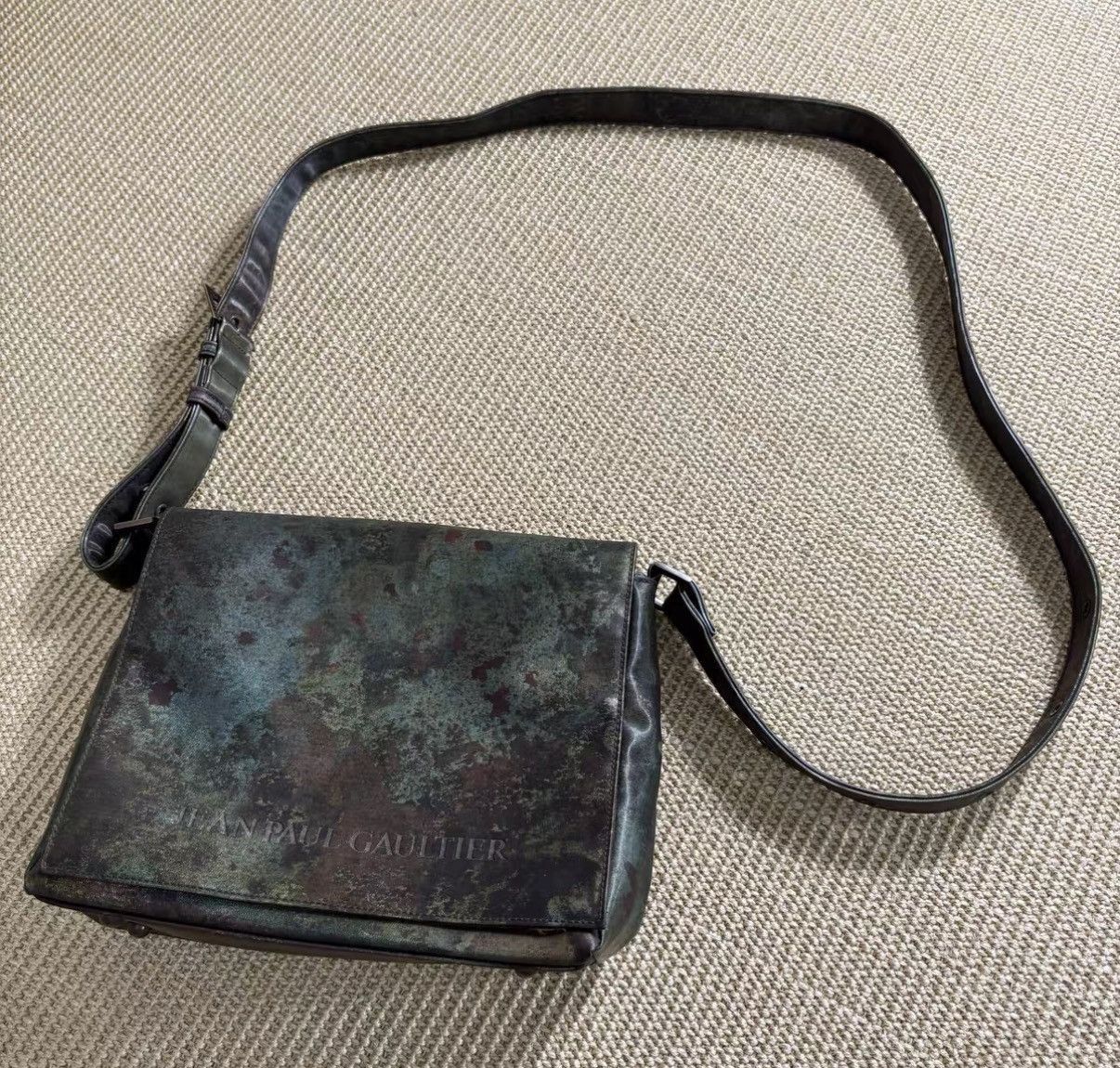 Jean Paul Gaultier Green Distressed Leather Crossbody Bag Size ONE SIZE - 4 Thumbnail