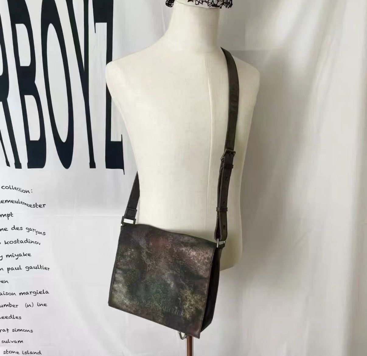 Jean Paul Gaultier Green Distressed Leather Crossbody Bag Size ONE SIZE - 5 Thumbnail