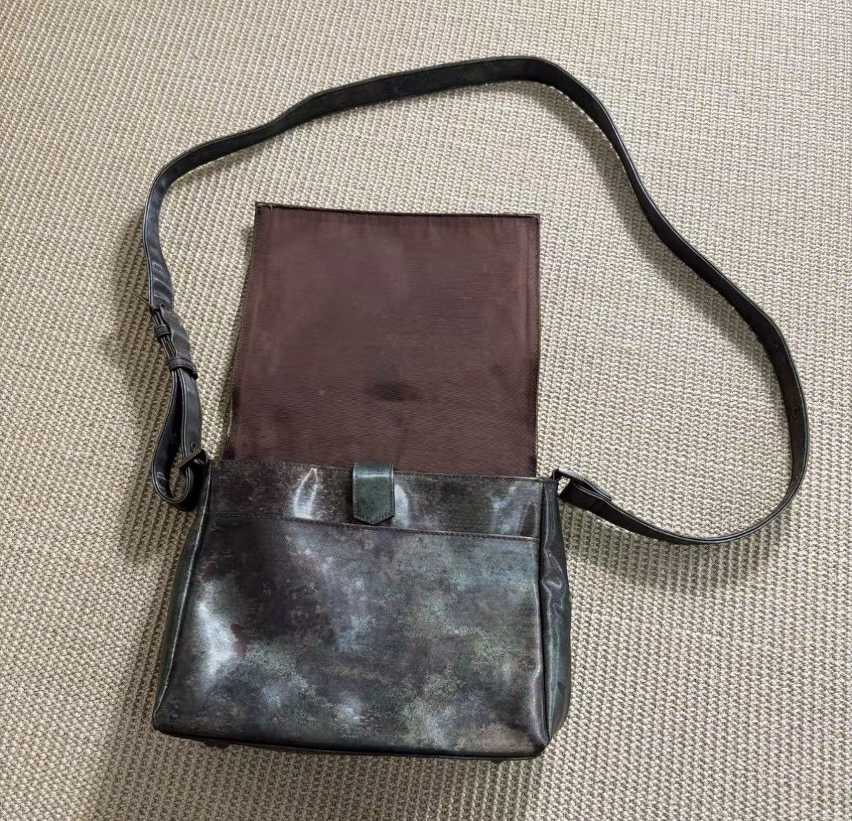 Jean Paul Gaultier Green Distressed Leather Crossbody Bag Size ONE SIZE - 3 Thumbnail