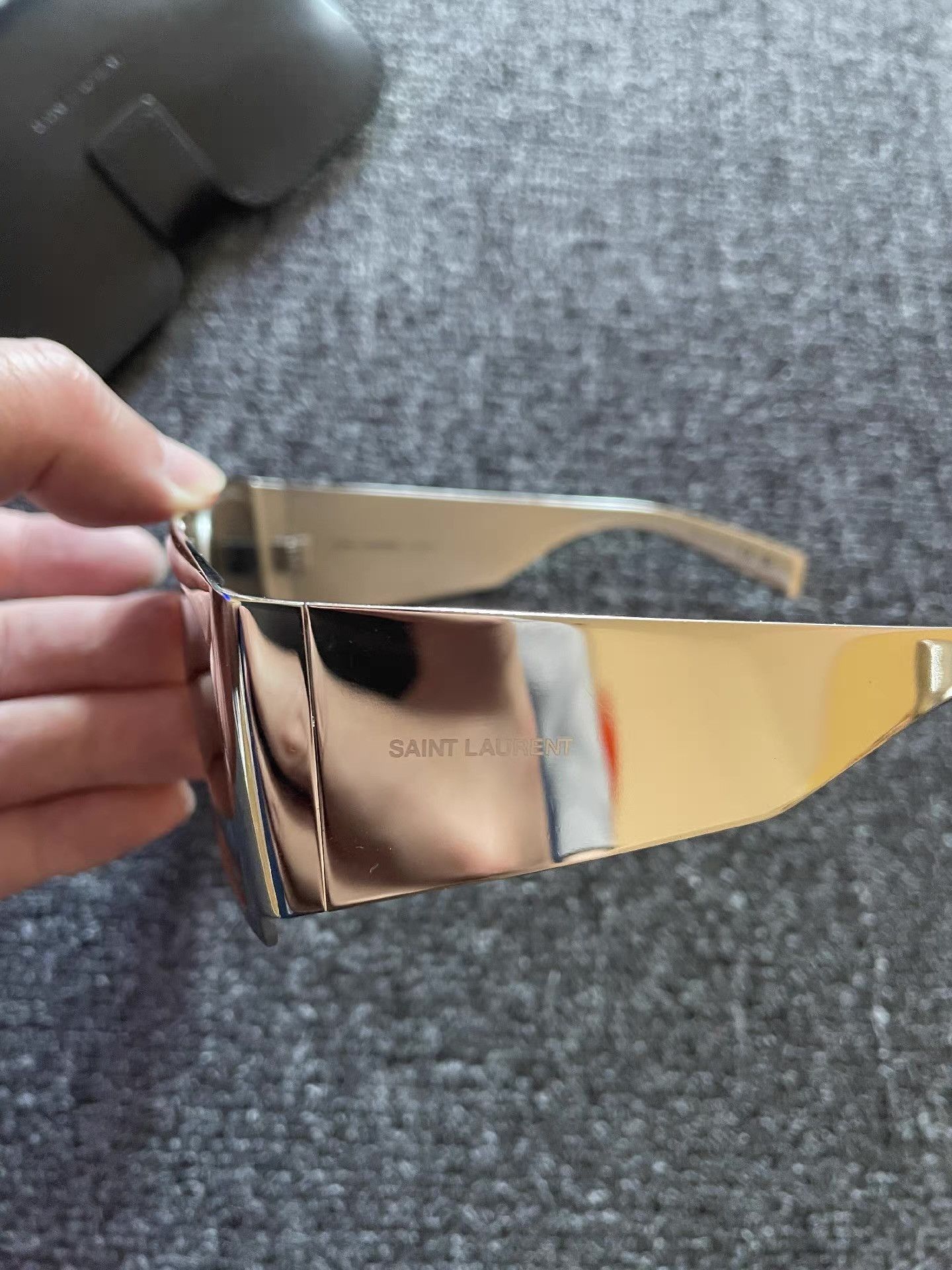 Saint Laurent Paris Gold Square Frame Sunglasses Size ONE SIZE - 2 Thumbnail