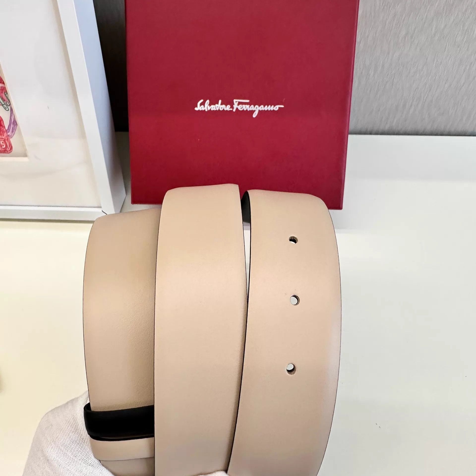 Salvatore Ferragamo Multi-Color Leather Belt with Gold Buckle Size ONE SIZE - 5 Thumbnail