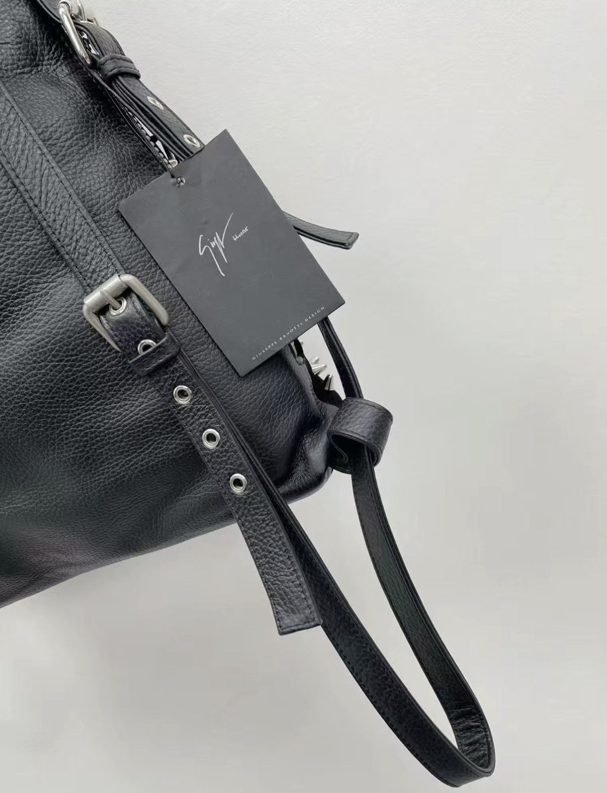 Giuseppe Zanotti Black Spiked Drawstring Backpack Size ONE SIZE - 7 Thumbnail