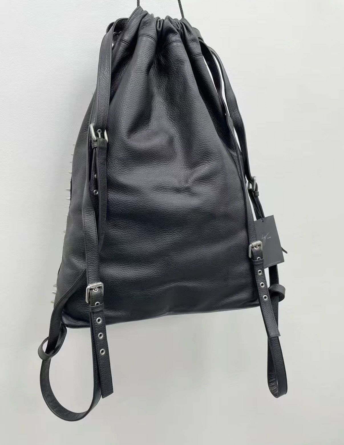Giuseppe Zanotti Black Spiked Drawstring Backpack Size ONE SIZE - 6 Thumbnail