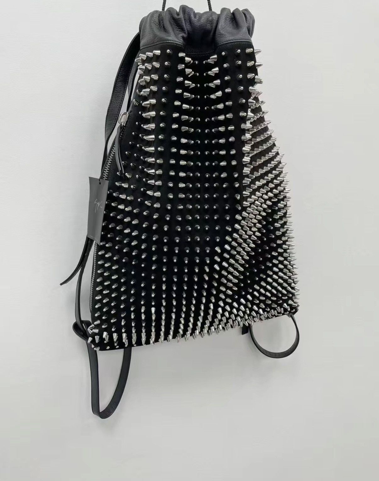 Giuseppe Zanotti Black Spiked Drawstring Backpack Size ONE SIZE - 2 Thumbnail