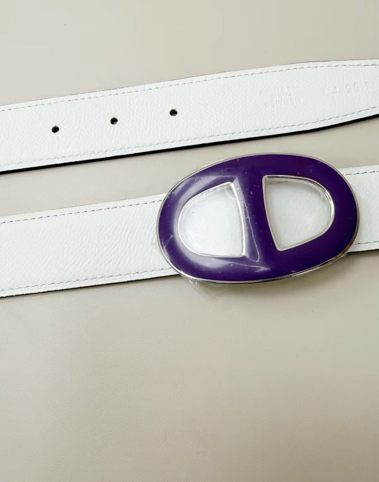 Hermes White Belt with Purple Buckle Size ONE SIZE - 3 Thumbnail