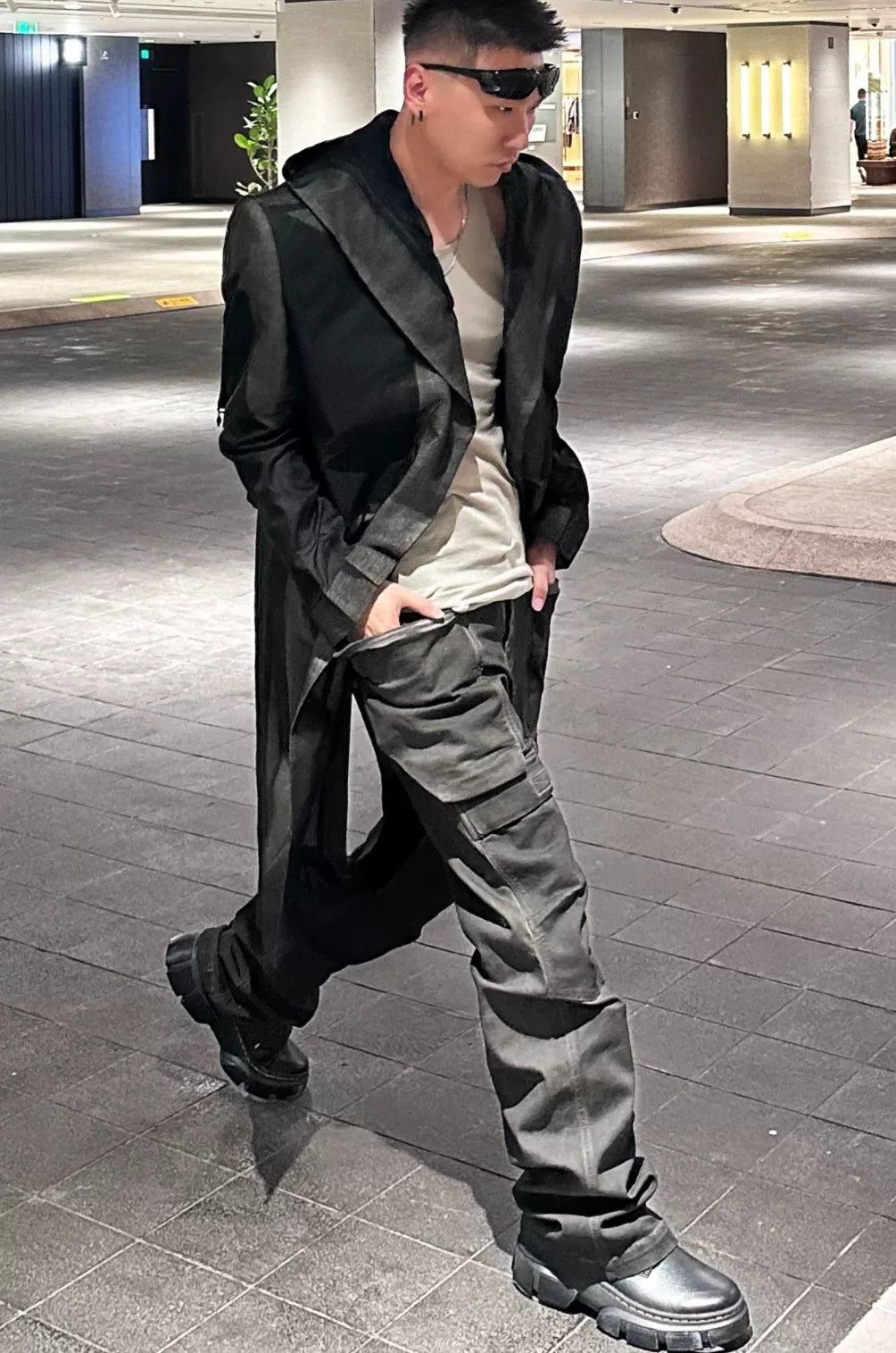 Rick Owens Rick Owens Wool Leather Patchwork Coat Size US XXS / EU 40 - 5 Thumbnail