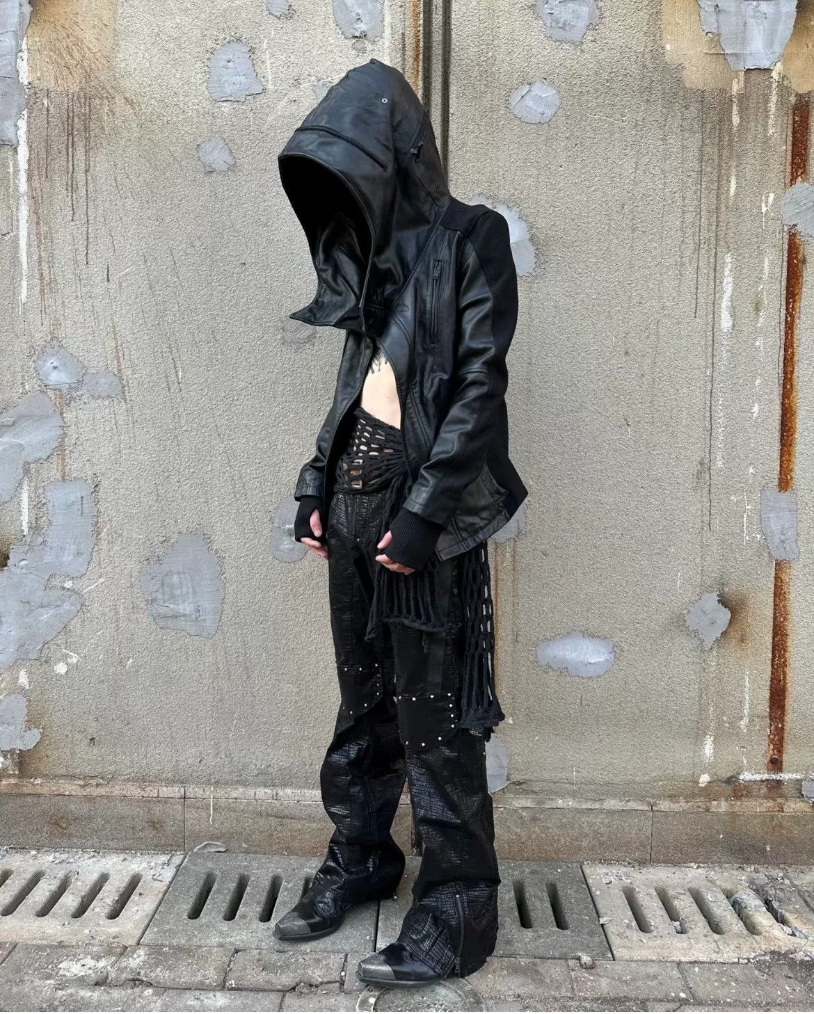 Rick Owens Rick Owens Wool Leather Patchwork Coat Size US XXS / EU 40 - 3 Thumbnail
