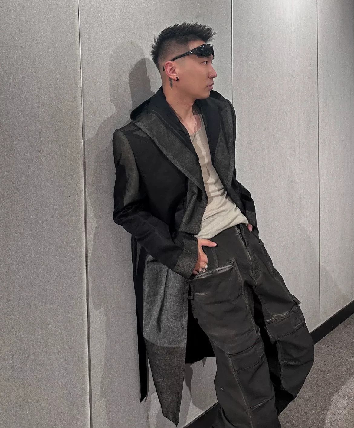 Rick Owens Rick Owens Wool Leather Patchwork Coat Size US XXS / EU 40 - 4 Thumbnail
