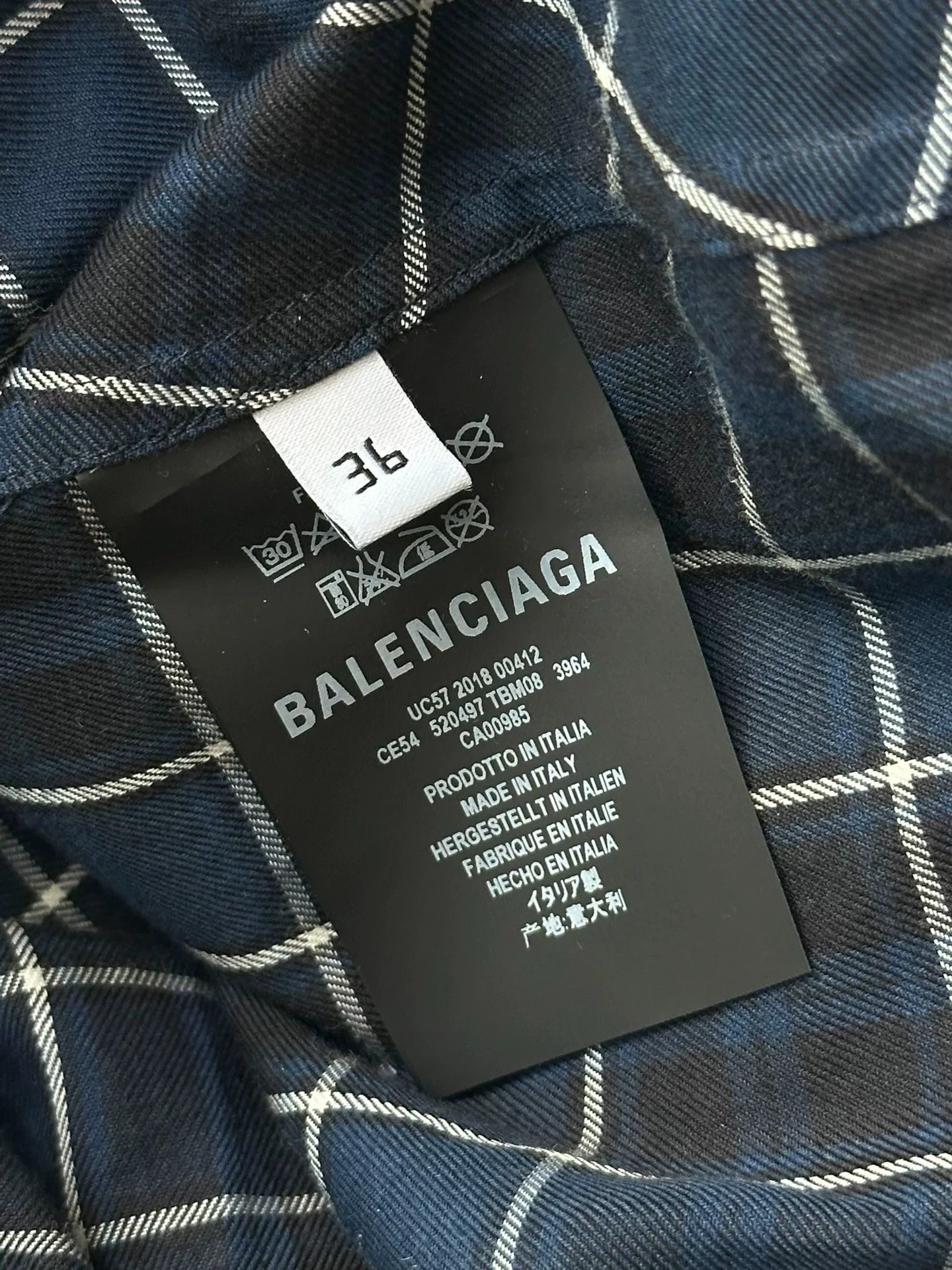Balenciaga Balenciaga Back Logo Check Long-Sleeve Shirt Size XS / US 0-2 / IT 36-38 - 4 Thumbnail